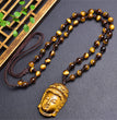 Natural High Quality South African Yellow Tiger Eye Guanyin Kwan Yin Necklace