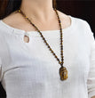 Natural High Quality South African Yellow Tiger Eye Guanyin Kwan Yin Necklace