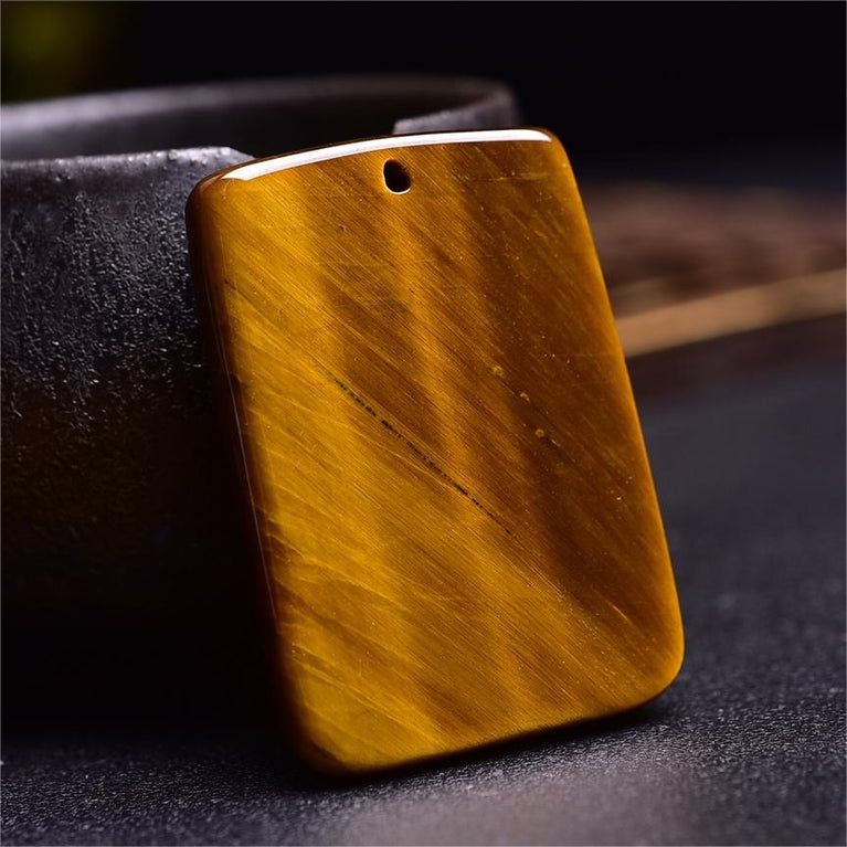 Natural High Quality South African Yellow Tiger Eye Tiger Rectangular Pendant