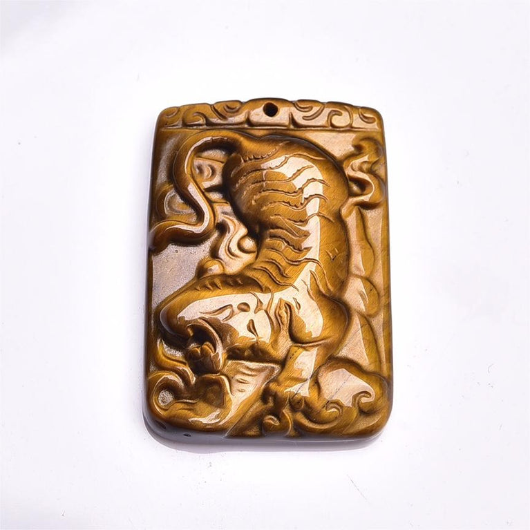 Natural High Quality South African Yellow Tiger Eye Tiger Rectangular Pendant