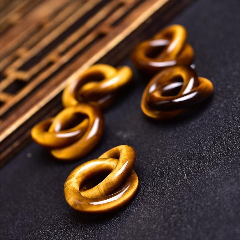 Natural High Quality South African Yellow Tiger Eye Double Circle Pendant