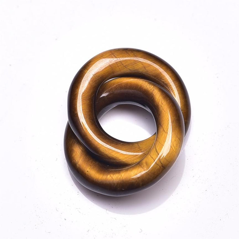 Natural High Quality South African Yellow Tiger Eye Double Circle Pendant