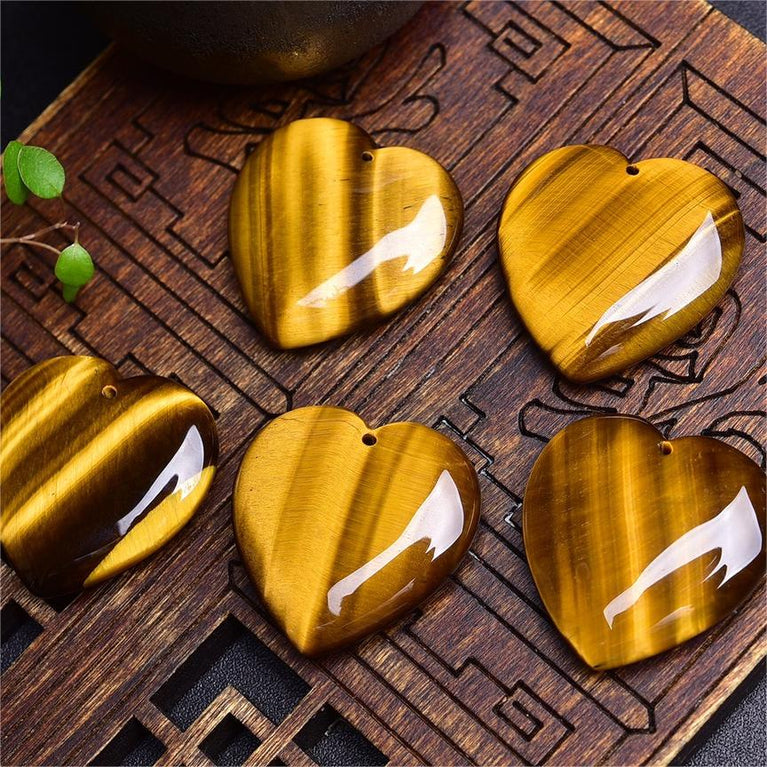 Natural High Quality South African Yellow Tiger Eye Heart Pendant