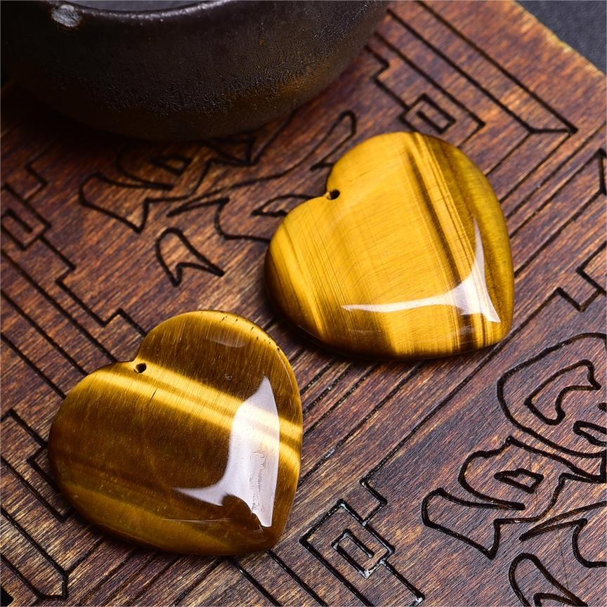 Natural High Quality South African Yellow Tiger Eye Heart Pendant