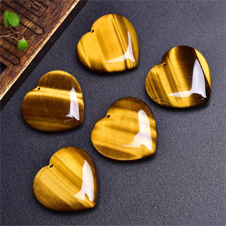 Natural High Quality South African Yellow Tiger Eye Heart Pendant