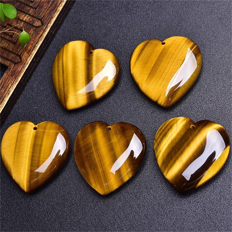 Natural High Quality South African Yellow Tiger Eye Heart Pendant