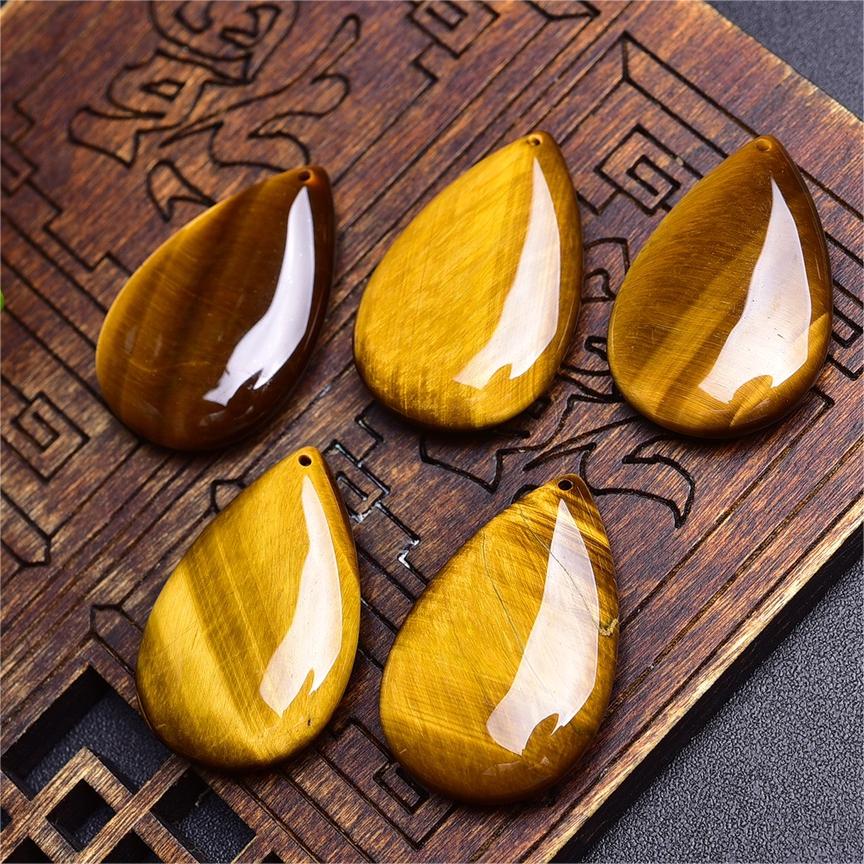 Natural High Quality South African Yellow Tiger Eye Teardrop Pendant