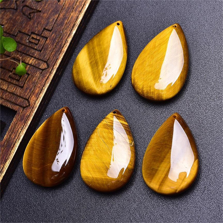 Natural High Quality South African Yellow Tiger Eye Teardrop Pendant