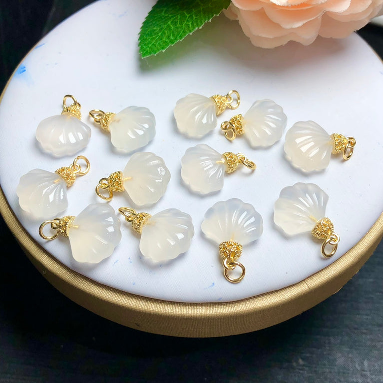 Natural White Agate Shell Jewelry Charms Pendant