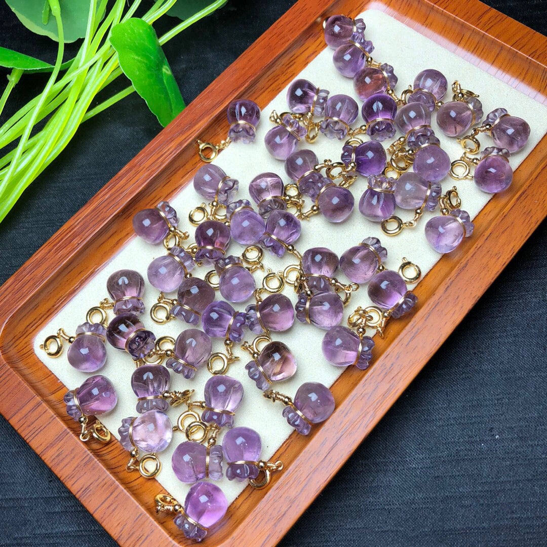 Natural Amethyst Money Bag Jewelry Charms Pendant