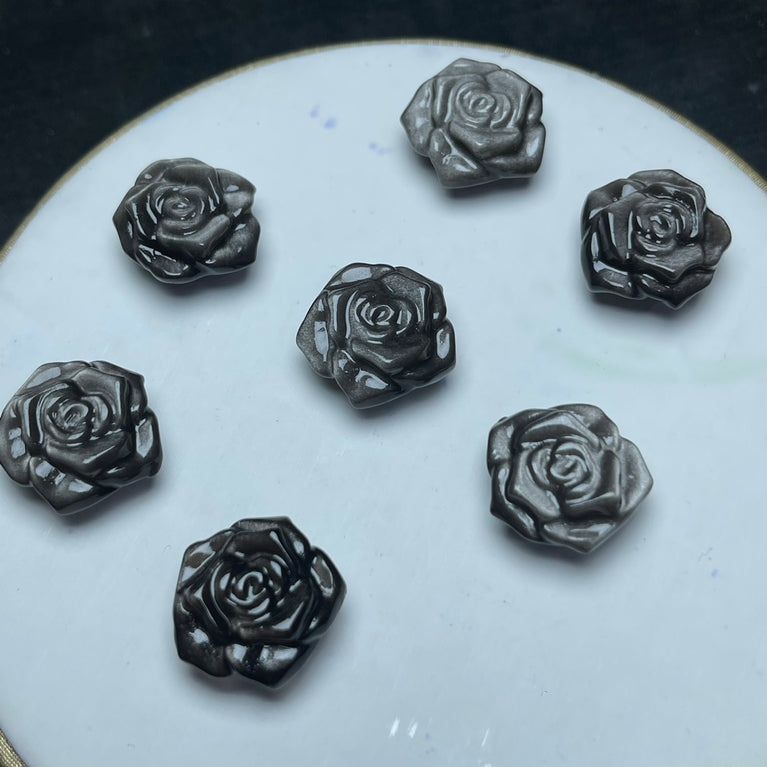 Natural Silver Sheen Obsidian Rose Jewelry Charms Beads Pendants