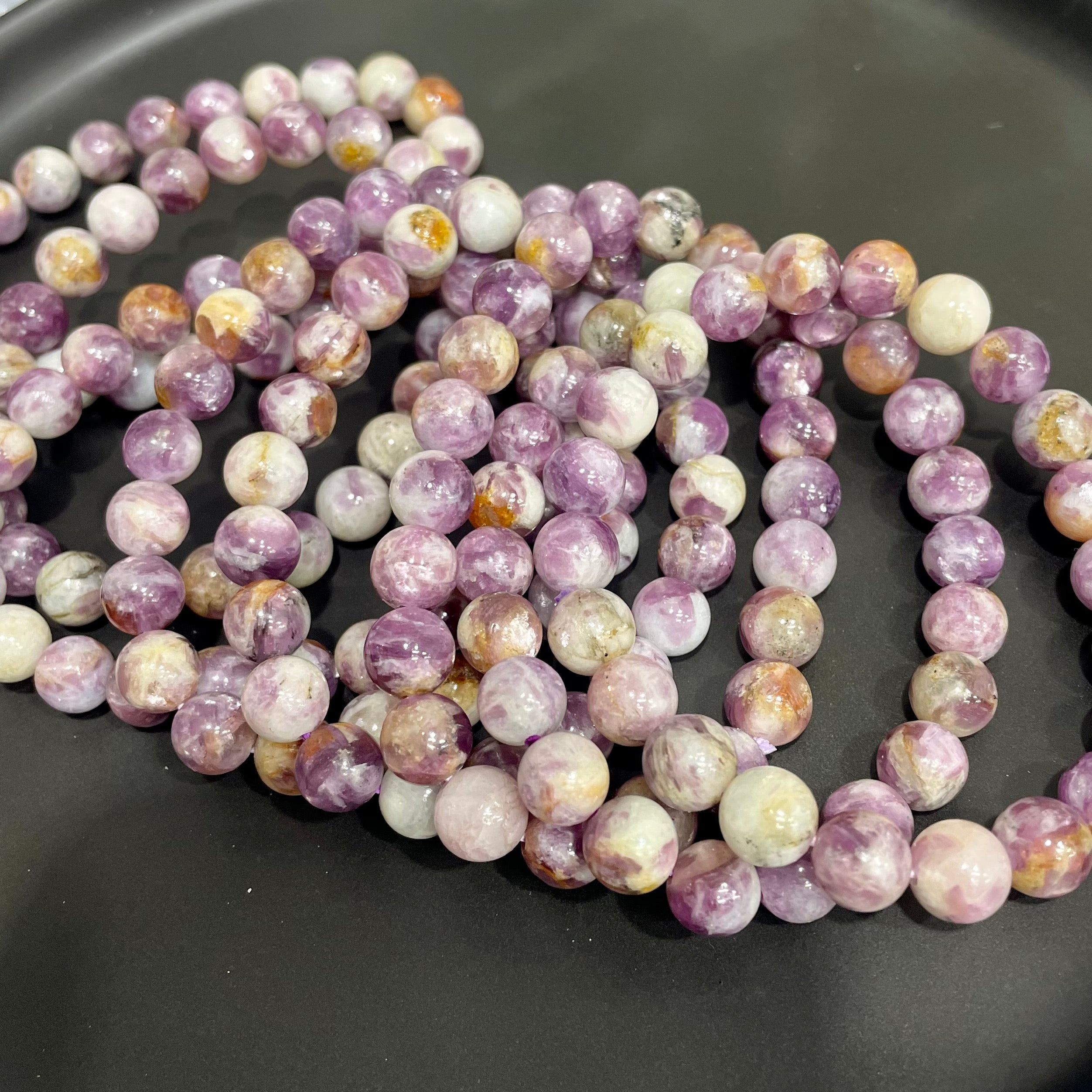 8mm Flashy Purple Mica Bracelets Round Beaded Bracelets Stretch Beads