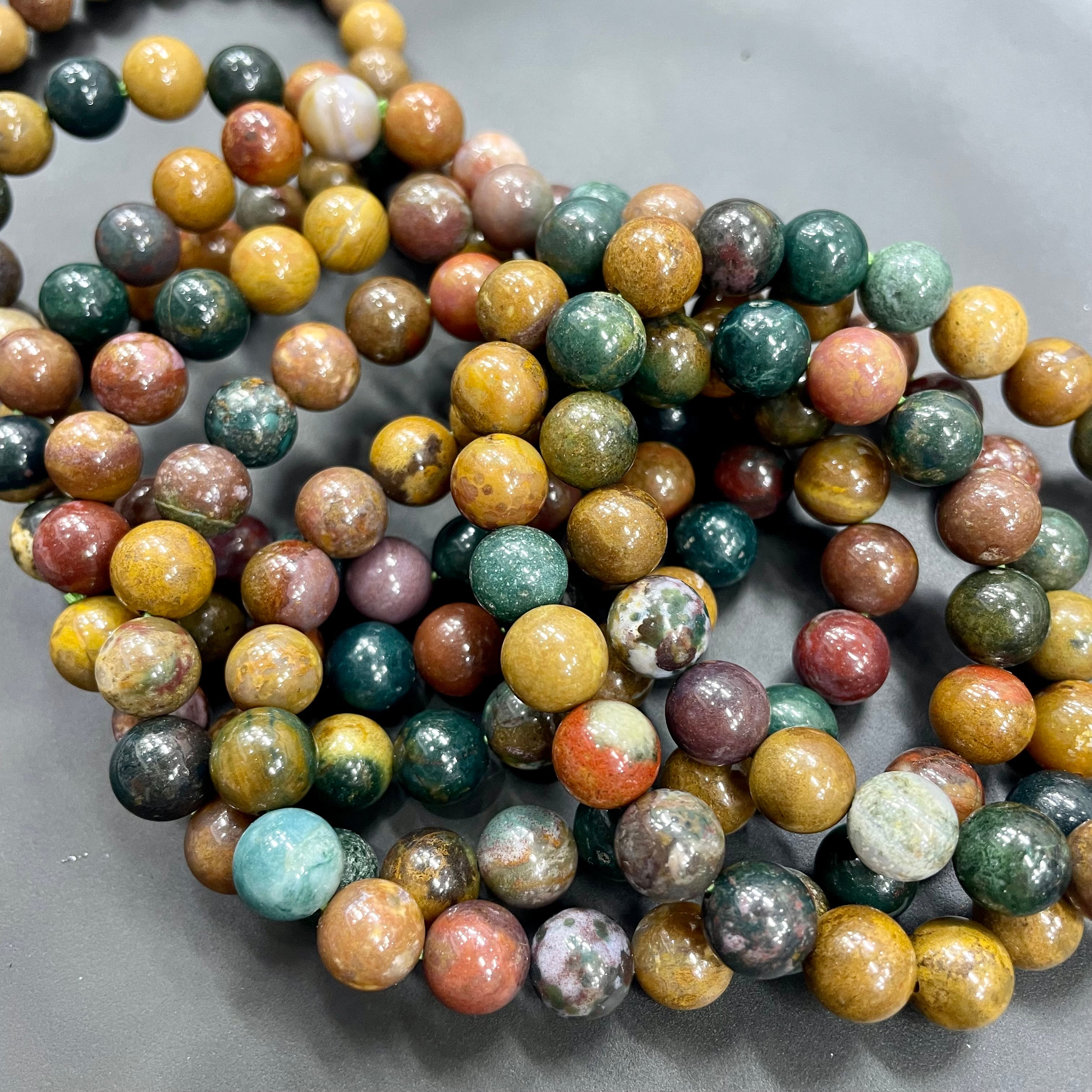 8mm Ocean Jasper Bracelets Round Beaded Bracelets Stretch Beads