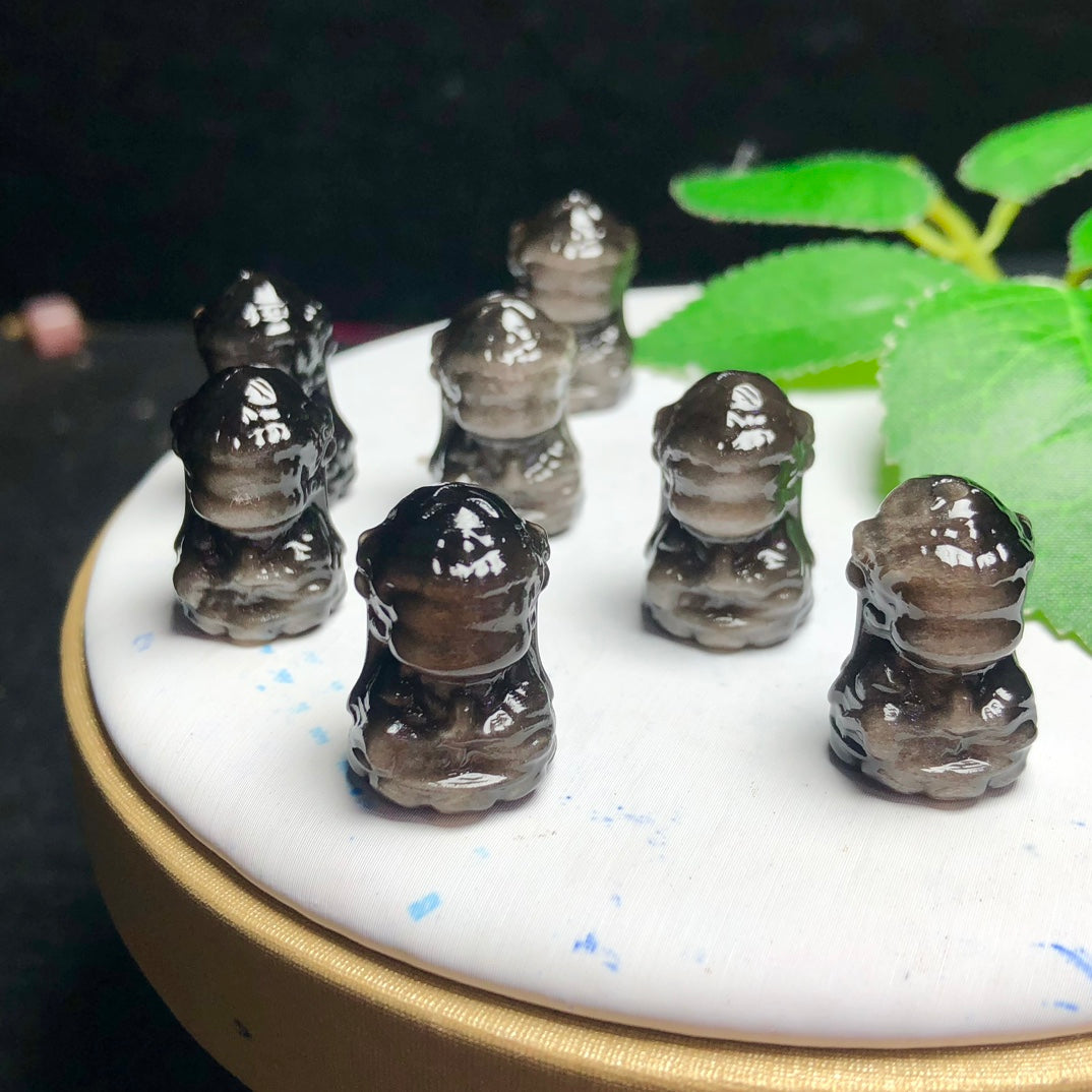 Natural Silver Sheen Obsidian Kwan-yin Bodhisattva Jewelry Charms Beads Pendants