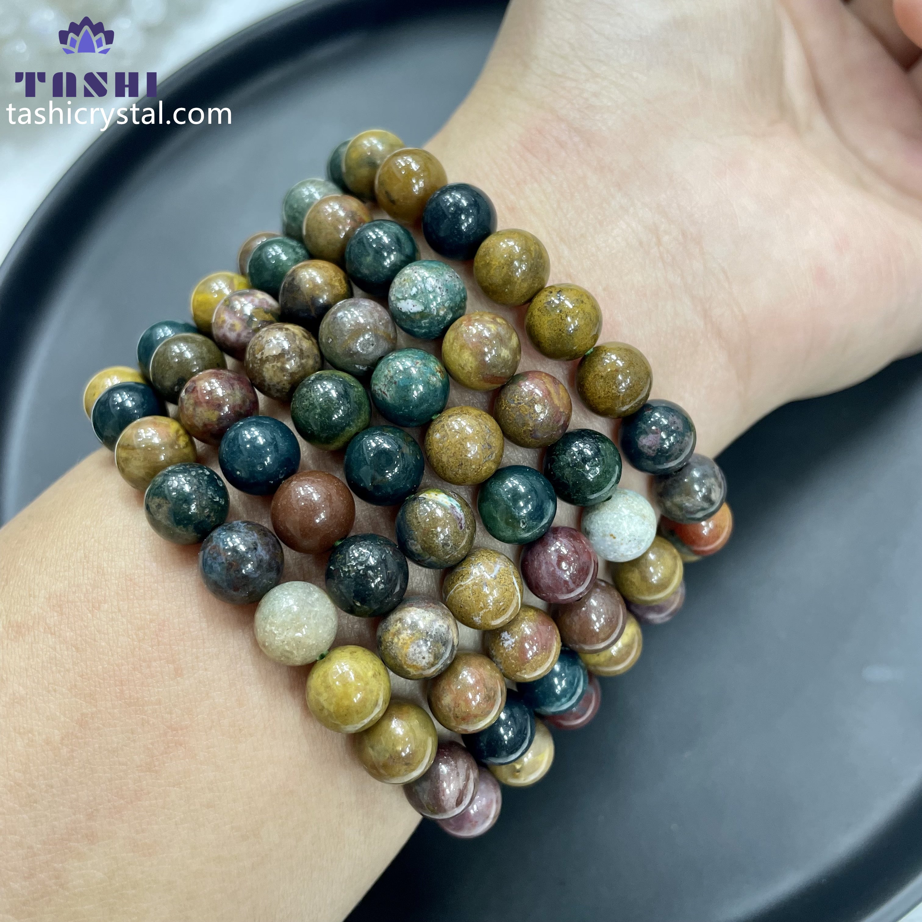 8mm Ocean Jasper Bracelets Round Beaded Bracelets Stretch Beads
