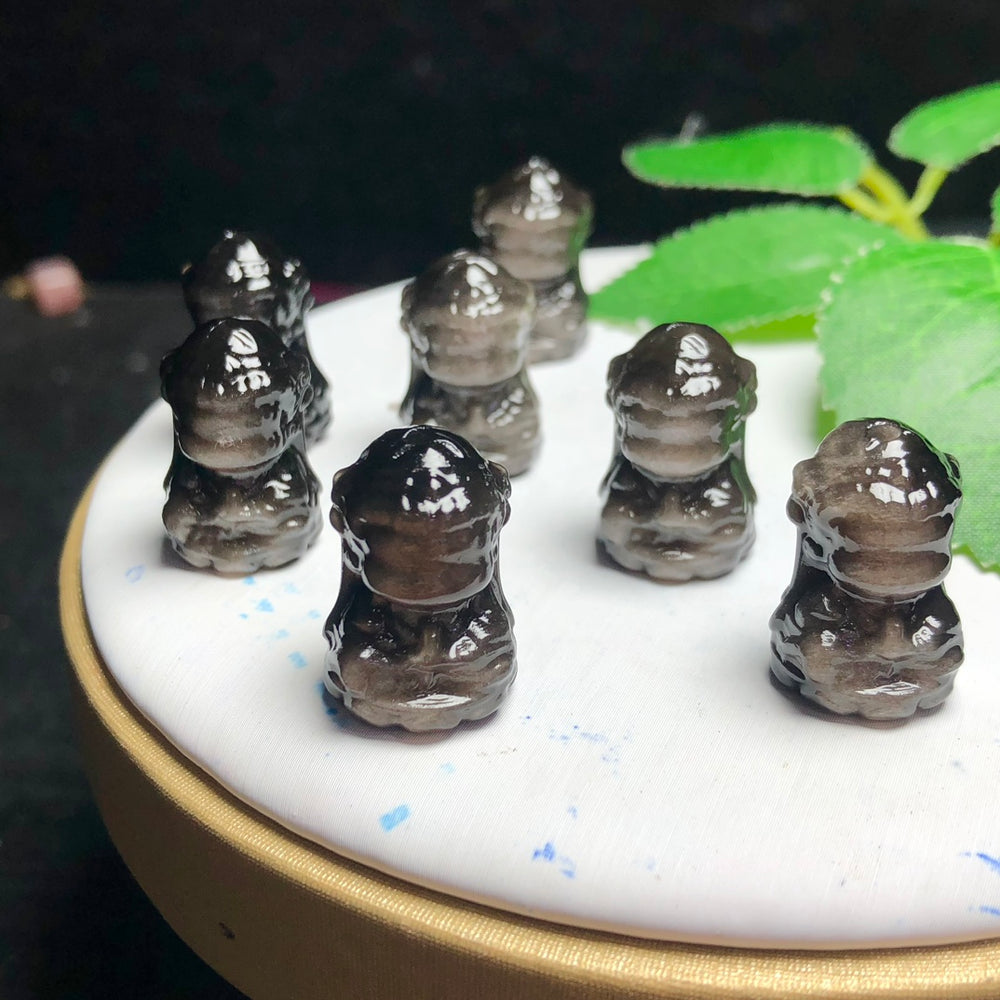 Natural Silver Sheen Obsidian Kwan-yin Bodhisattva Jewelry Charms Beads Pendants