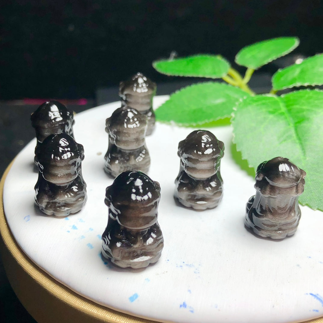 Natural Silver Sheen Obsidian Kwan-yin Bodhisattva Jewelry Charms Beads Pendants