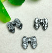 Natural Silver Sheen Obsidian Bow Jewelry Charms Beads Pendants