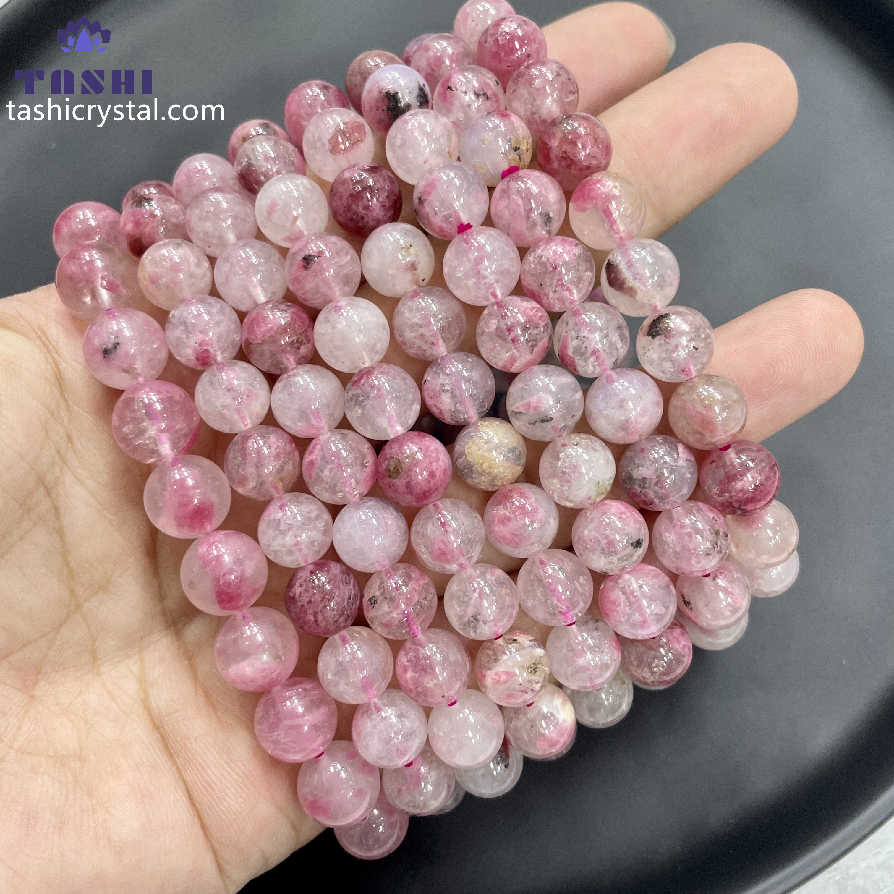 8mm Cherry Rhodonite Bracelets Round Beaded Bracelets Stretch Beads