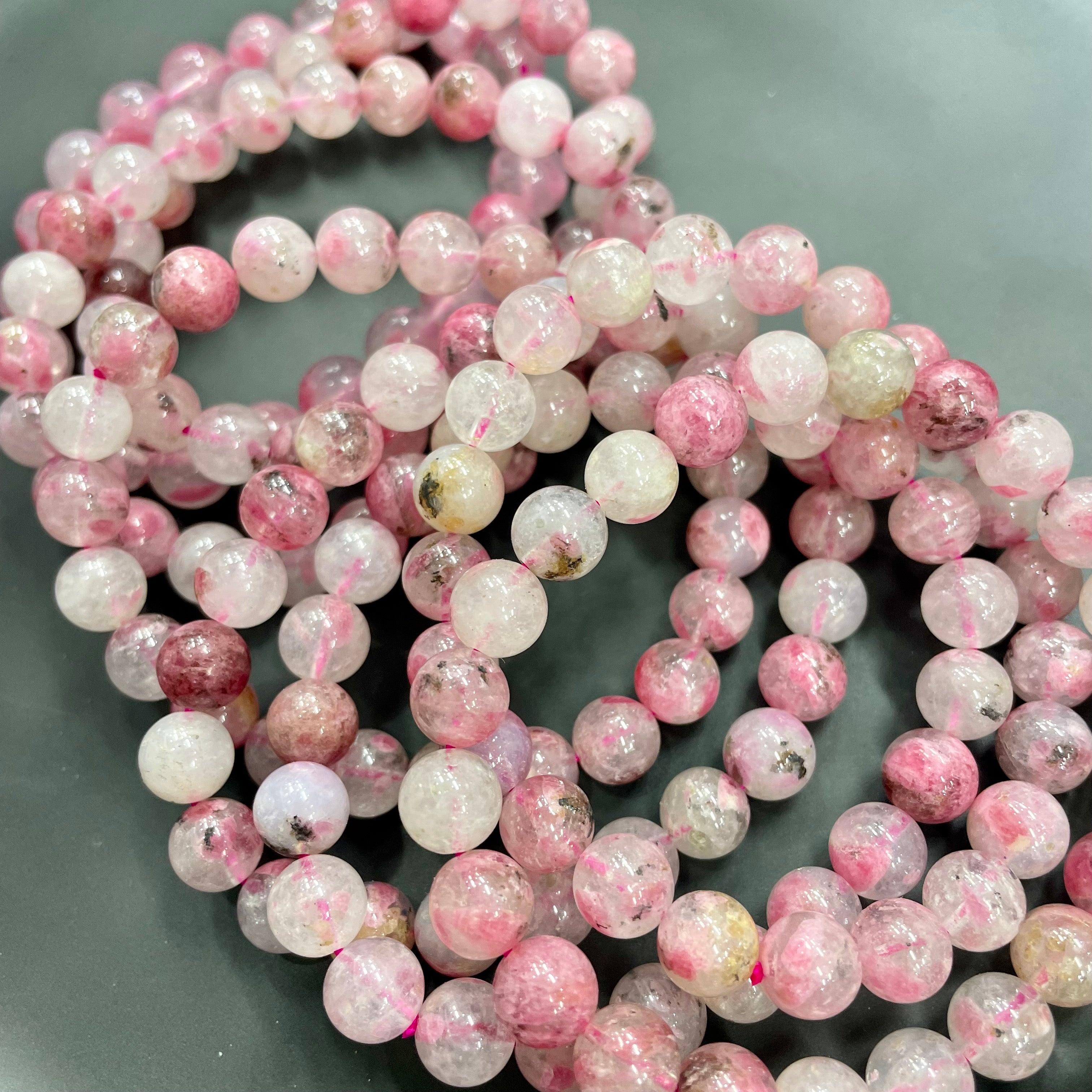 8mm Cherry Rhodonite Bracelets Round Beaded Bracelets Stretch Beads