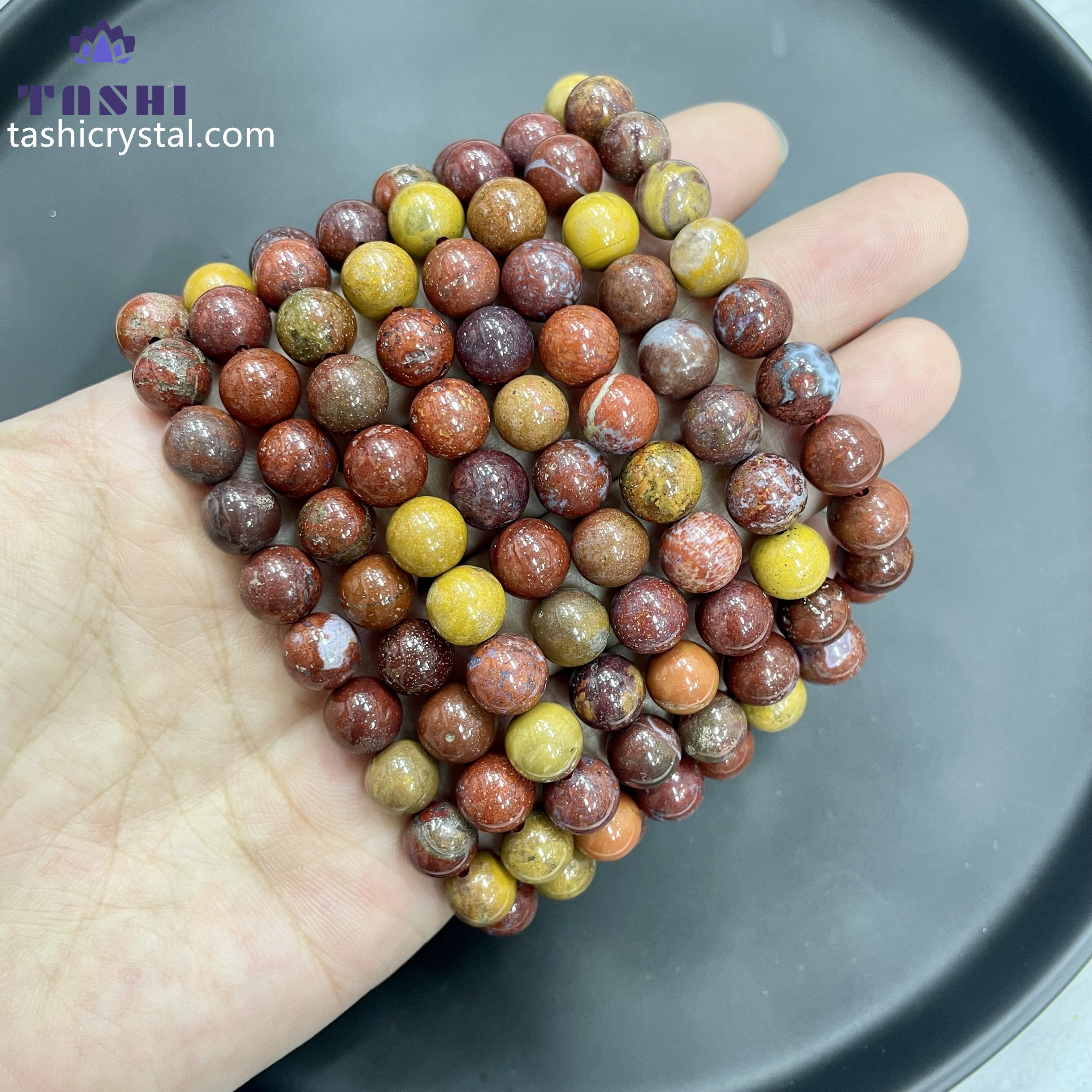 8mm ZhanGuo Red Jasper Bracelets Round Beaded Bracelets Stretch Beads
