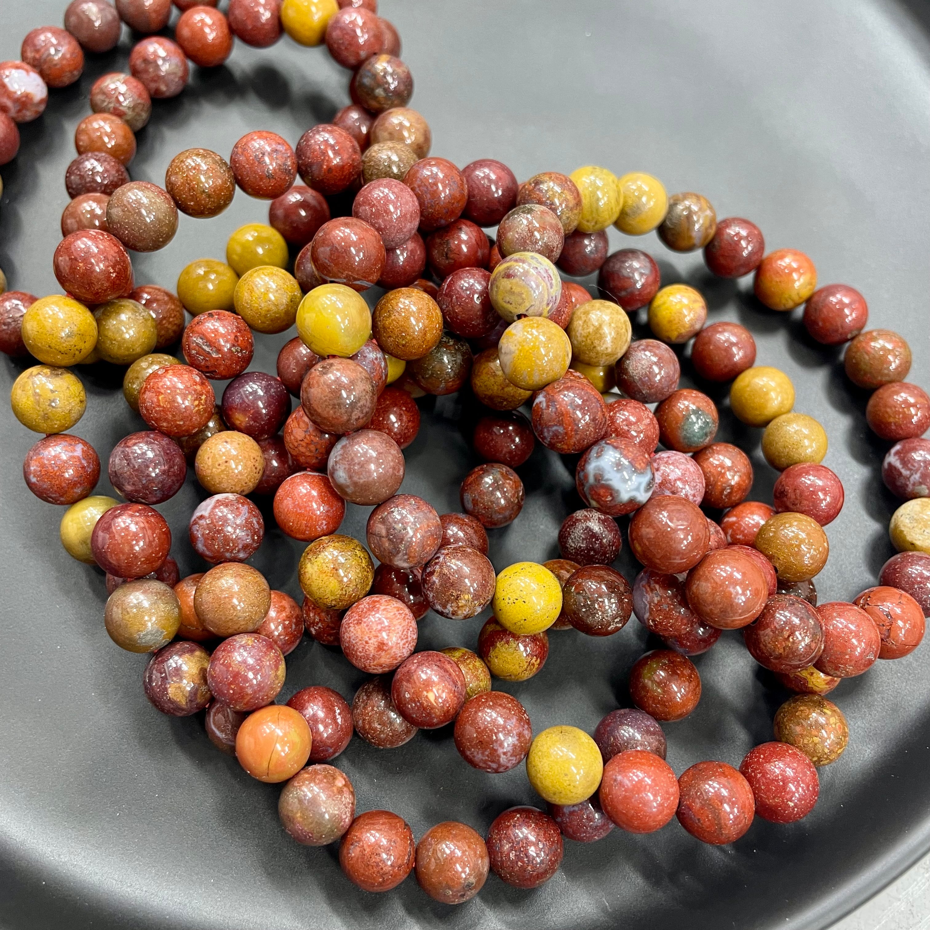 8mm ZhanGuo Red Jasper Bracelets Round Beaded Bracelets Stretch Beads