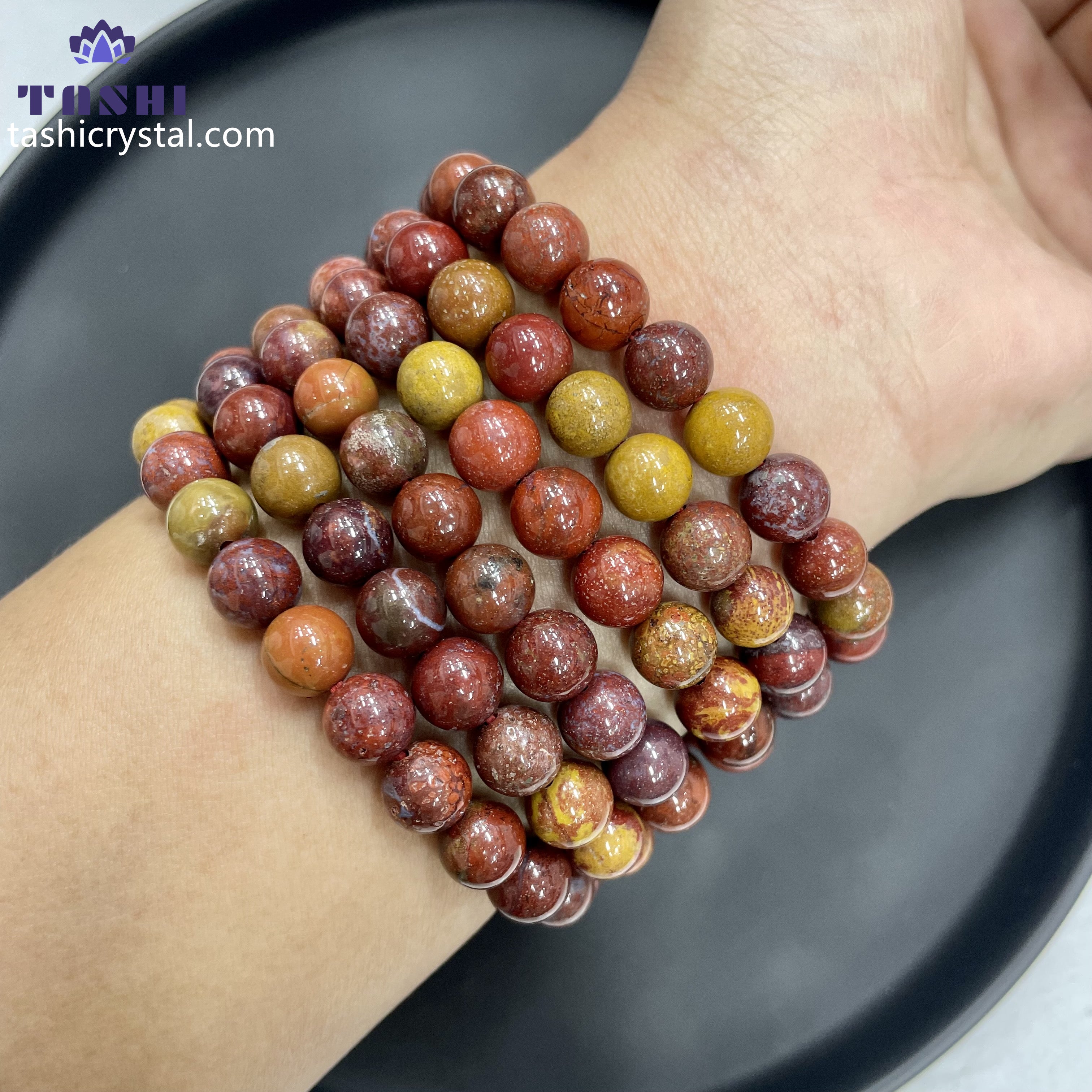 8mm ZhanGuo Red Jasper Bracelets Round Beaded Bracelets Stretch Beads