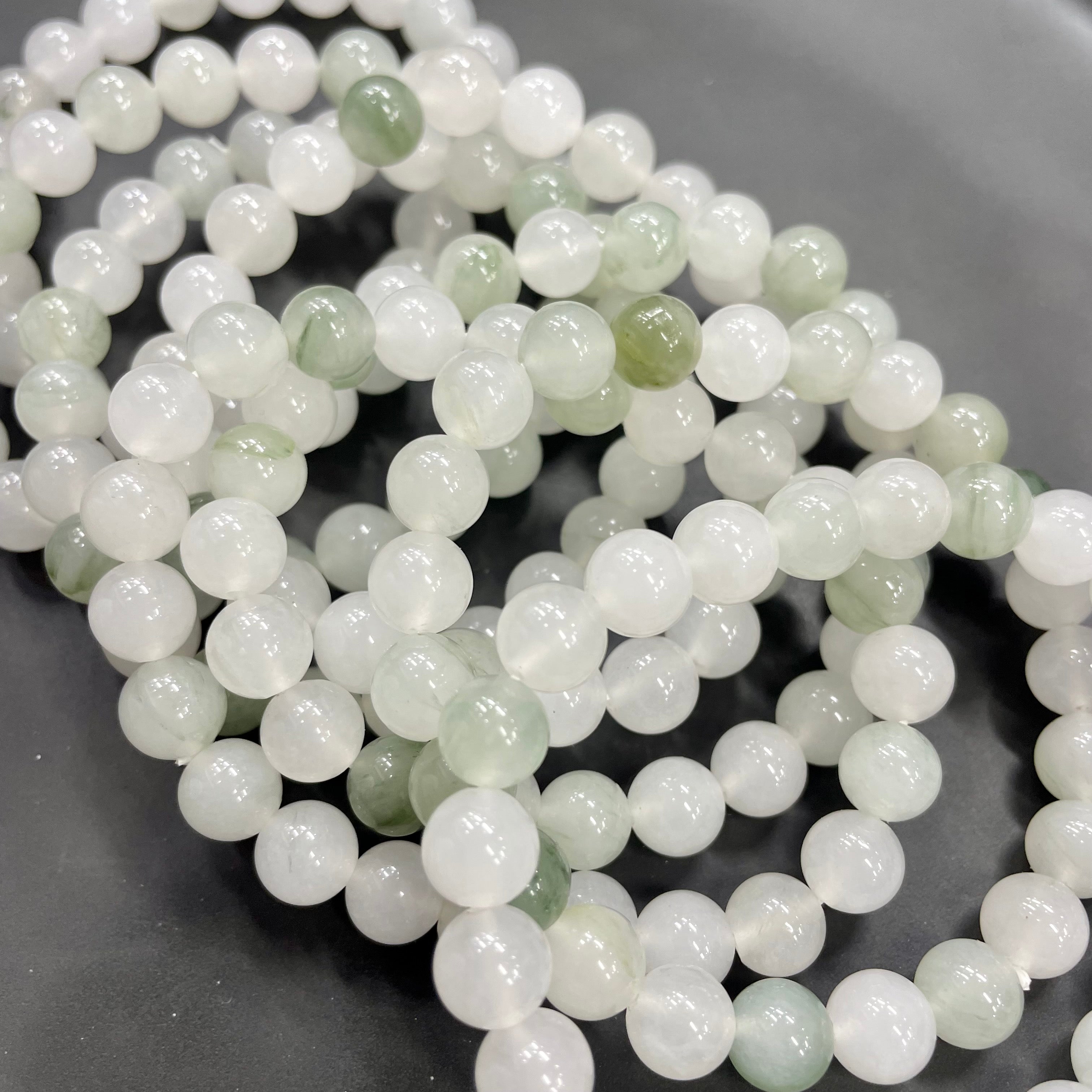 8mm Tianshan Jade Bracelets Round Beaded Bracelets Stretch Beads