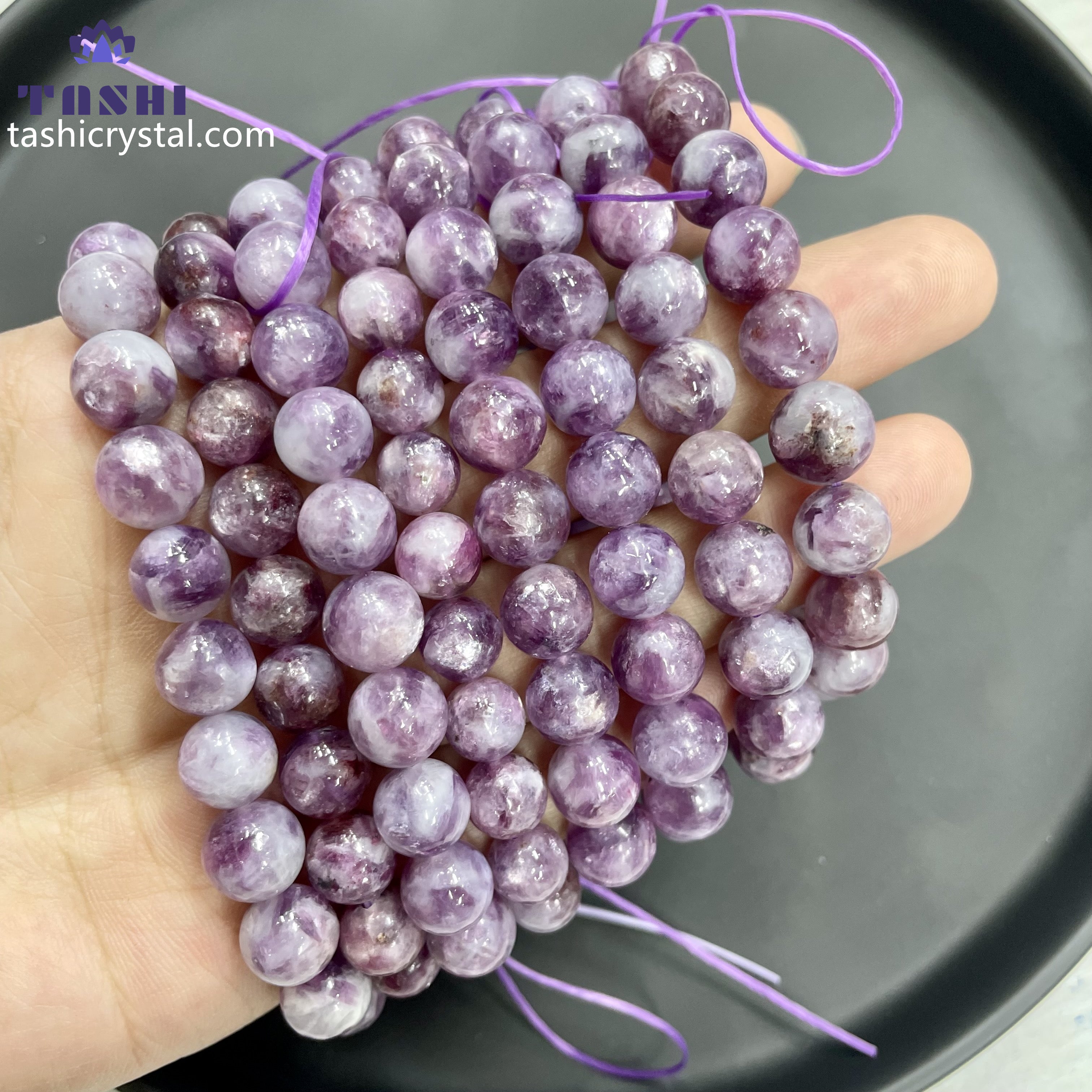 8mm High Quality Flashy Purple Mica Bracelets Round Beaded Bracelets Stretch Beads