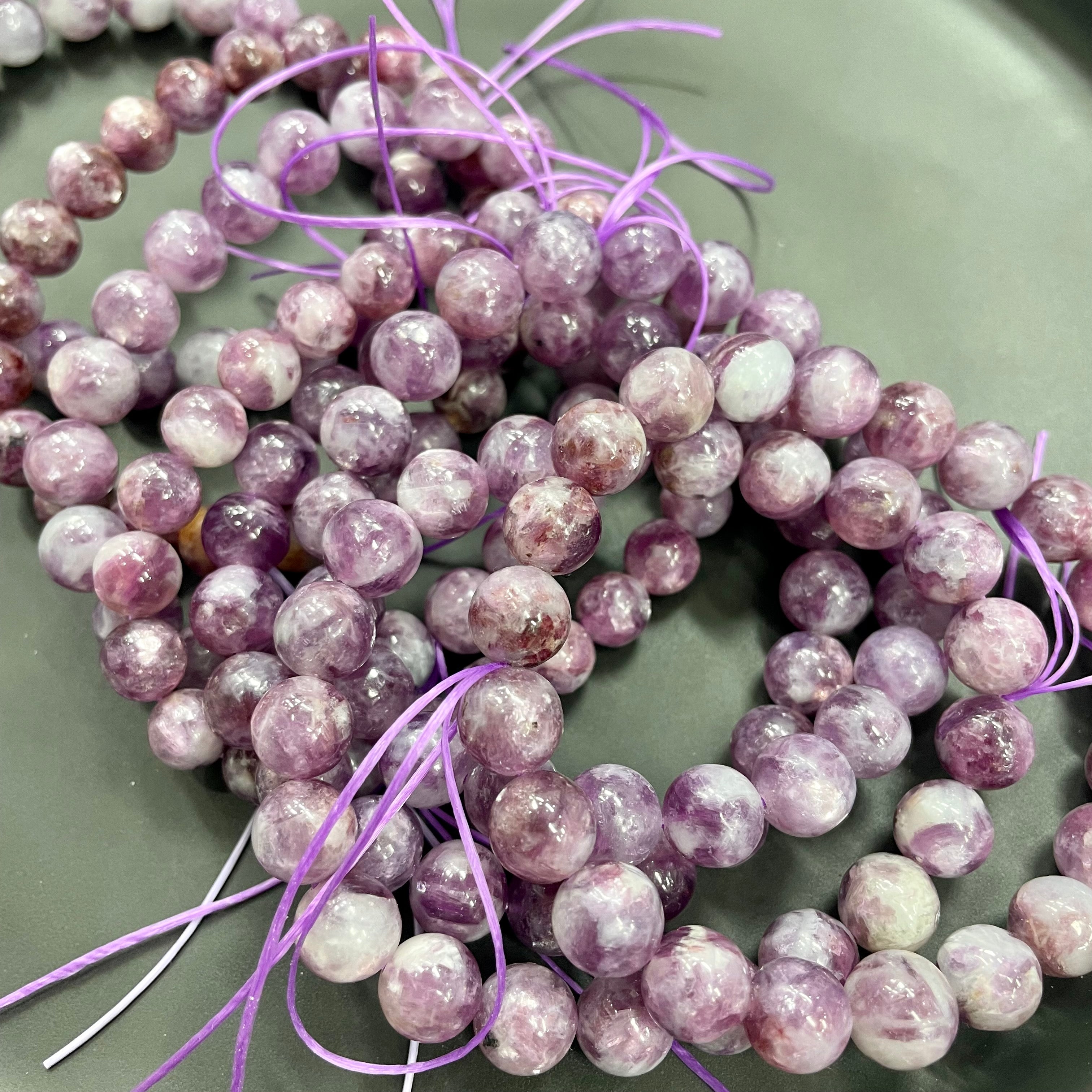 8mm High Quality Flashy Purple Mica Bracelets Round Beaded Bracelets Stretch Beads