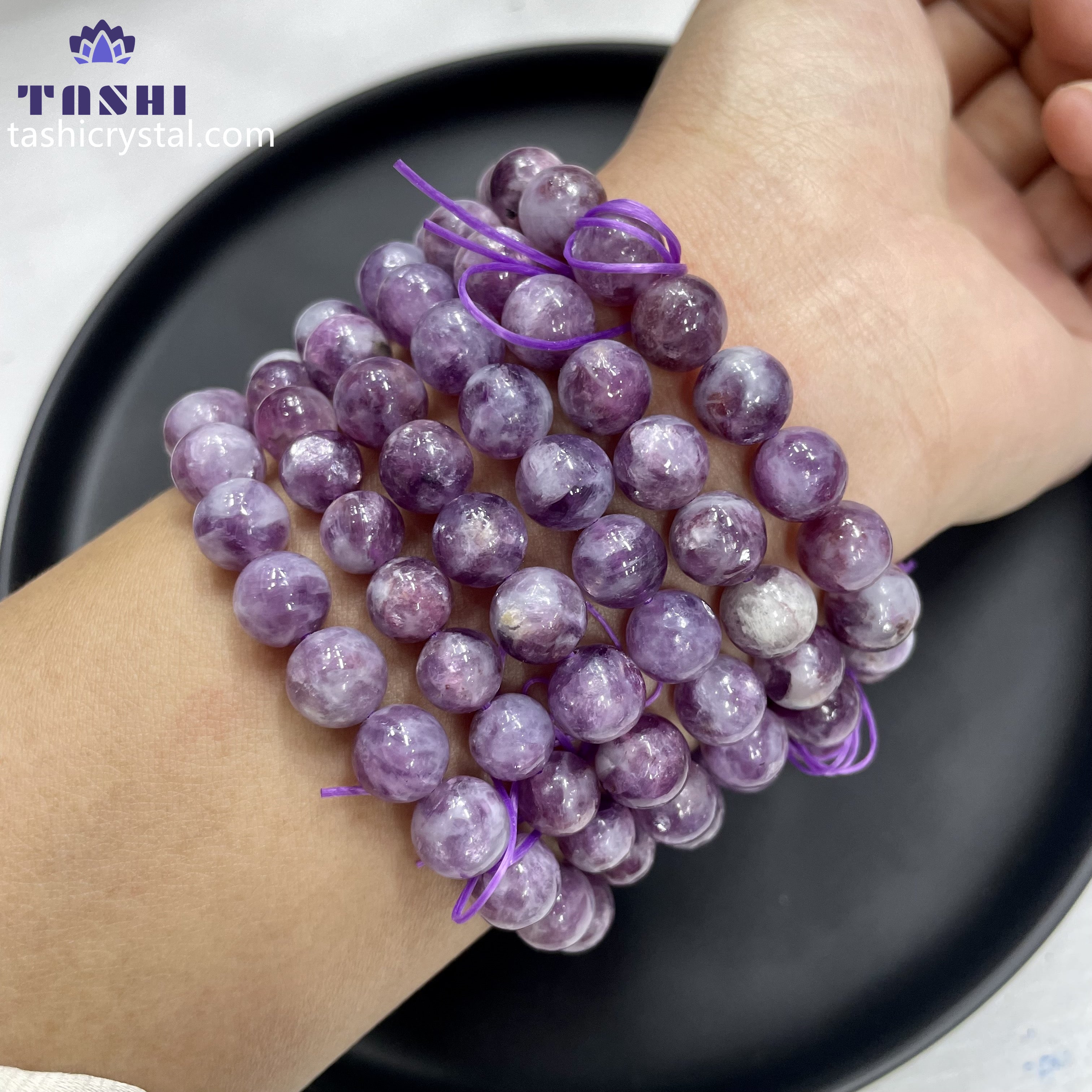 8mm High Quality Flashy Purple Mica Bracelets Round Beaded Bracelets Stretch Beads