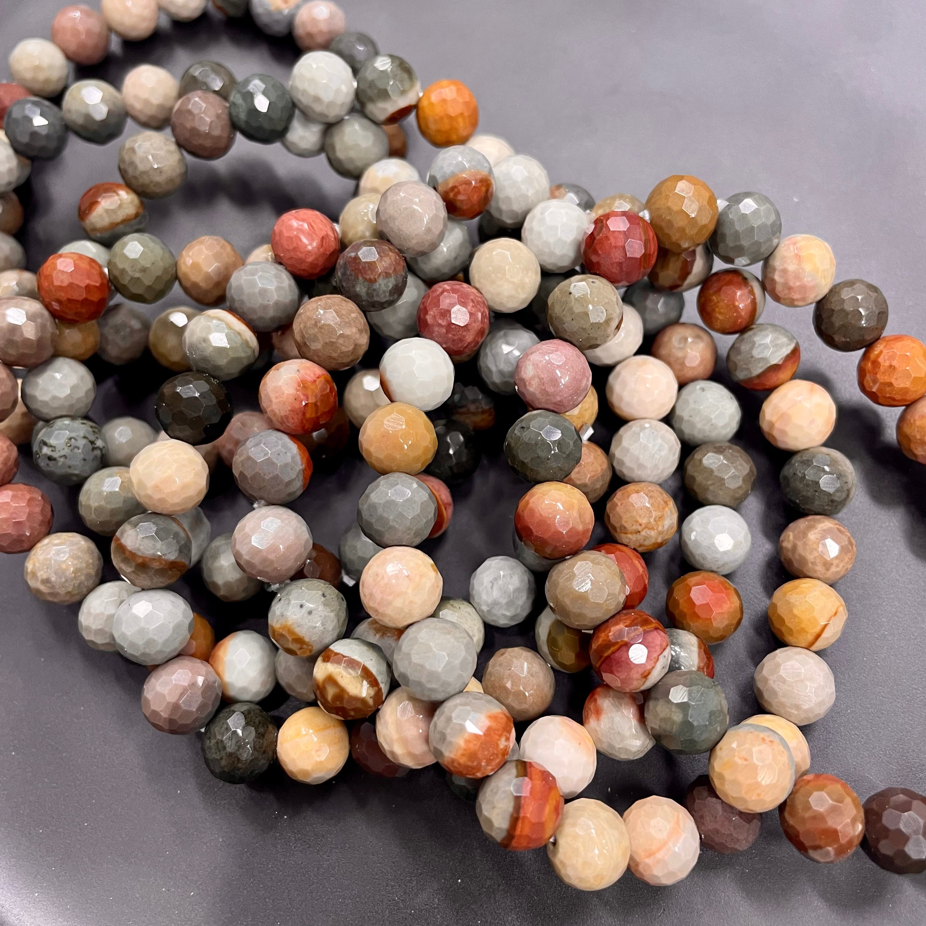 8mm Faceted Polychrome Bracelets Round Beaded Bracelets Stretch Beads