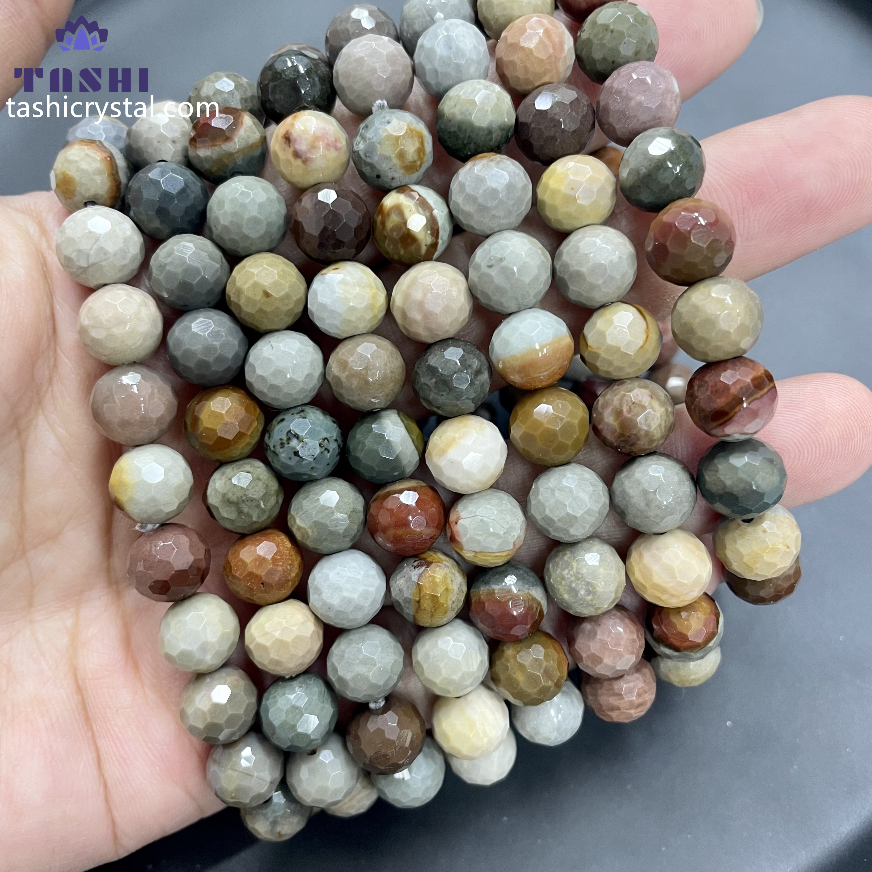 8mm Faceted Polychrome Bracelets Round Beaded Bracelets Stretch Beads
