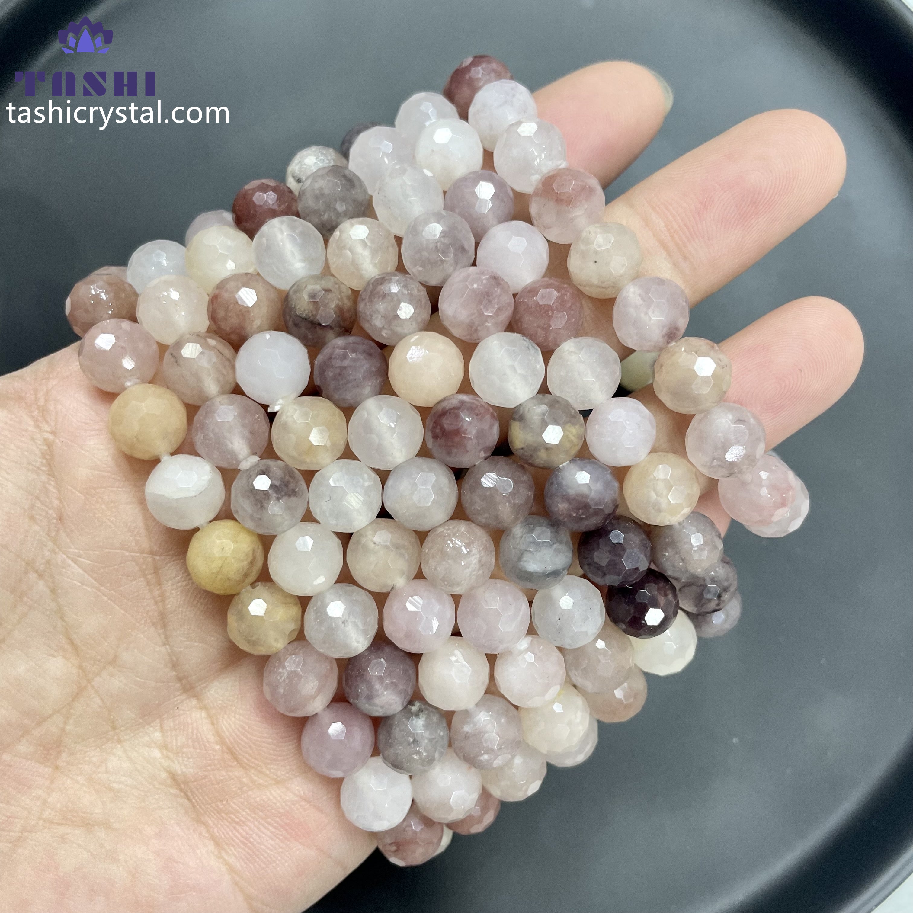 8mm Faceted Violet Quartz Bracelets Round Beaded Bracelets Stretch Beads