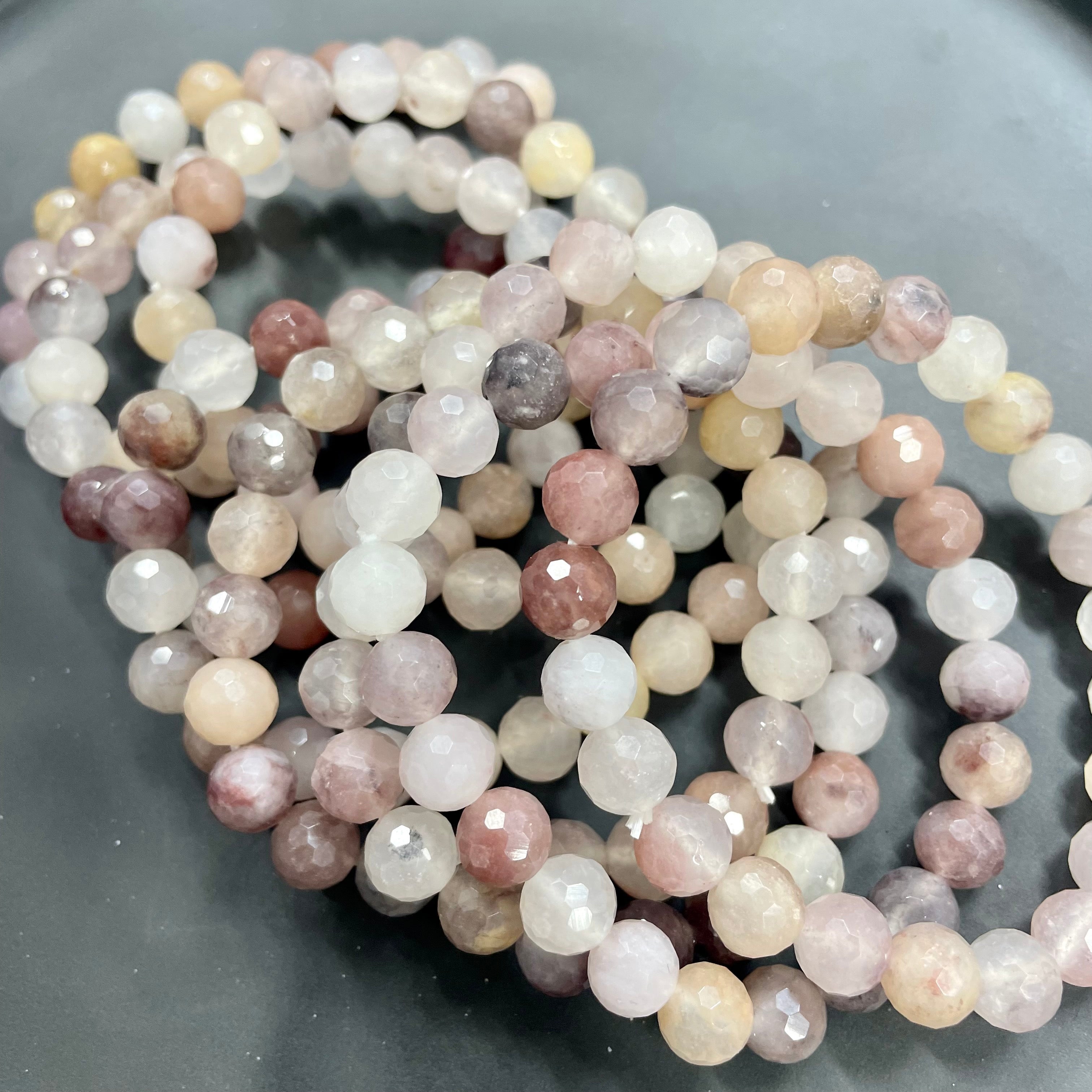 8mm Faceted Violet Quartz Bracelets Round Beaded Bracelets Stretch Beads