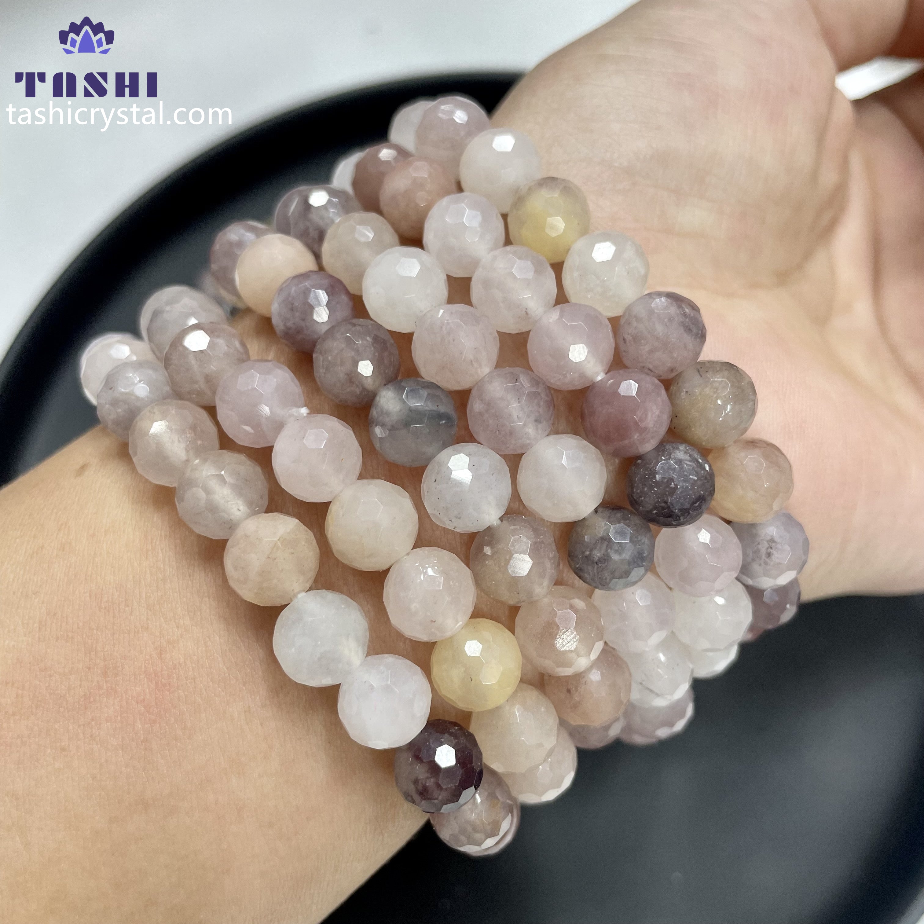 8mm Faceted Violet Quartz Bracelets Round Beaded Bracelets Stretch Beads
