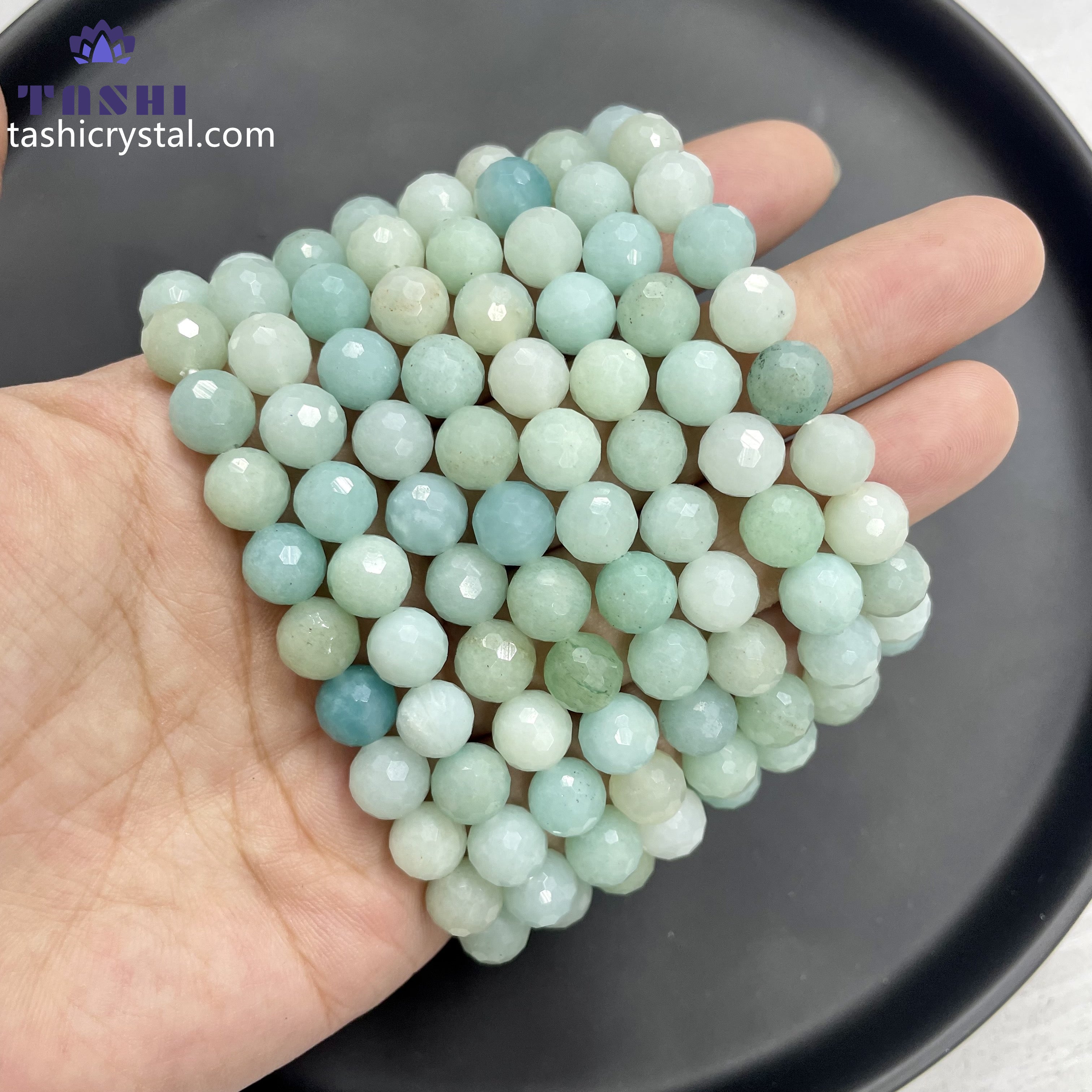 8mm Faceted Caribbean Calcite Bracelets Round Beaded Bracelets Stretch Beads