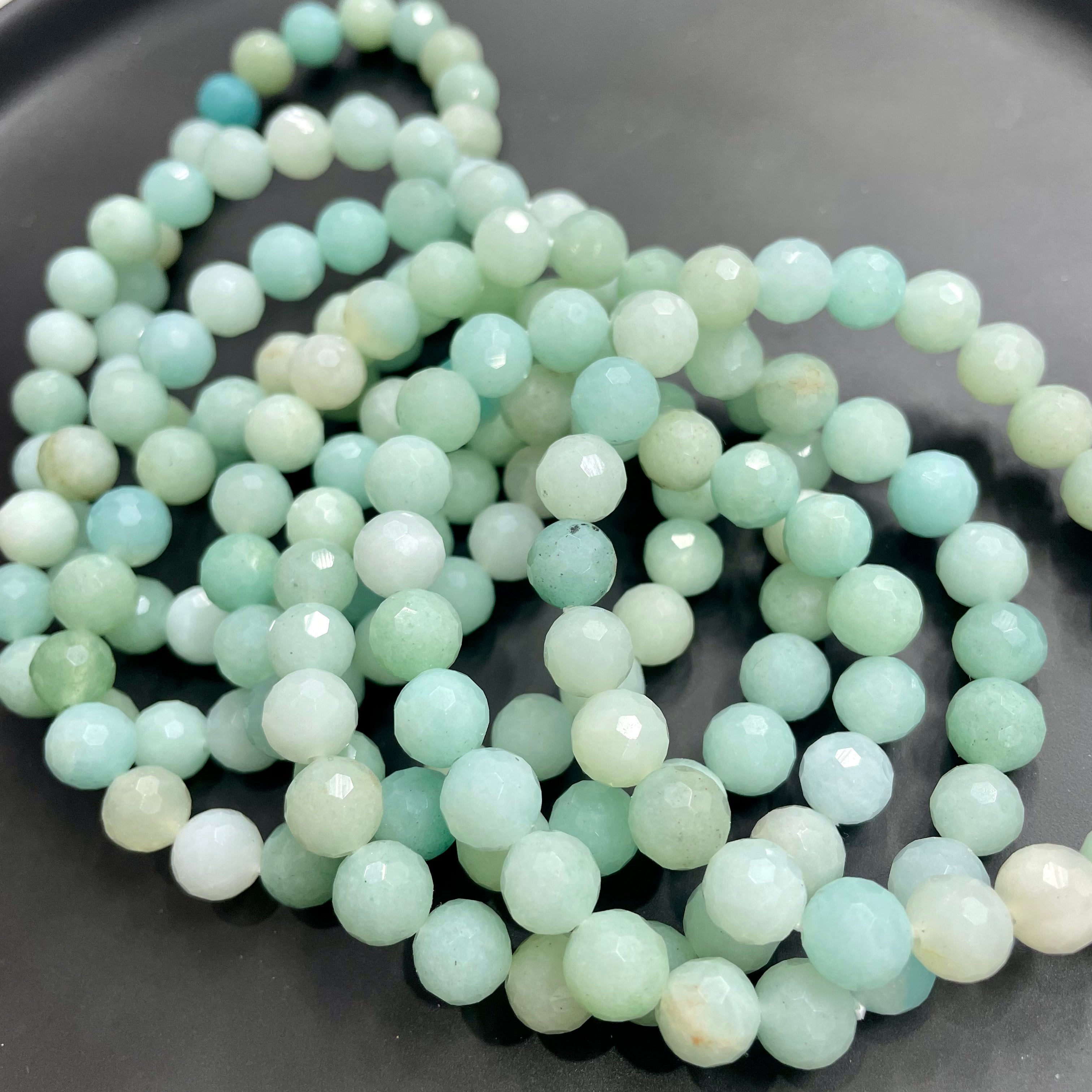 8mm Faceted Caribbean Calcite Bracelets Round Beaded Bracelets Stretch Beads