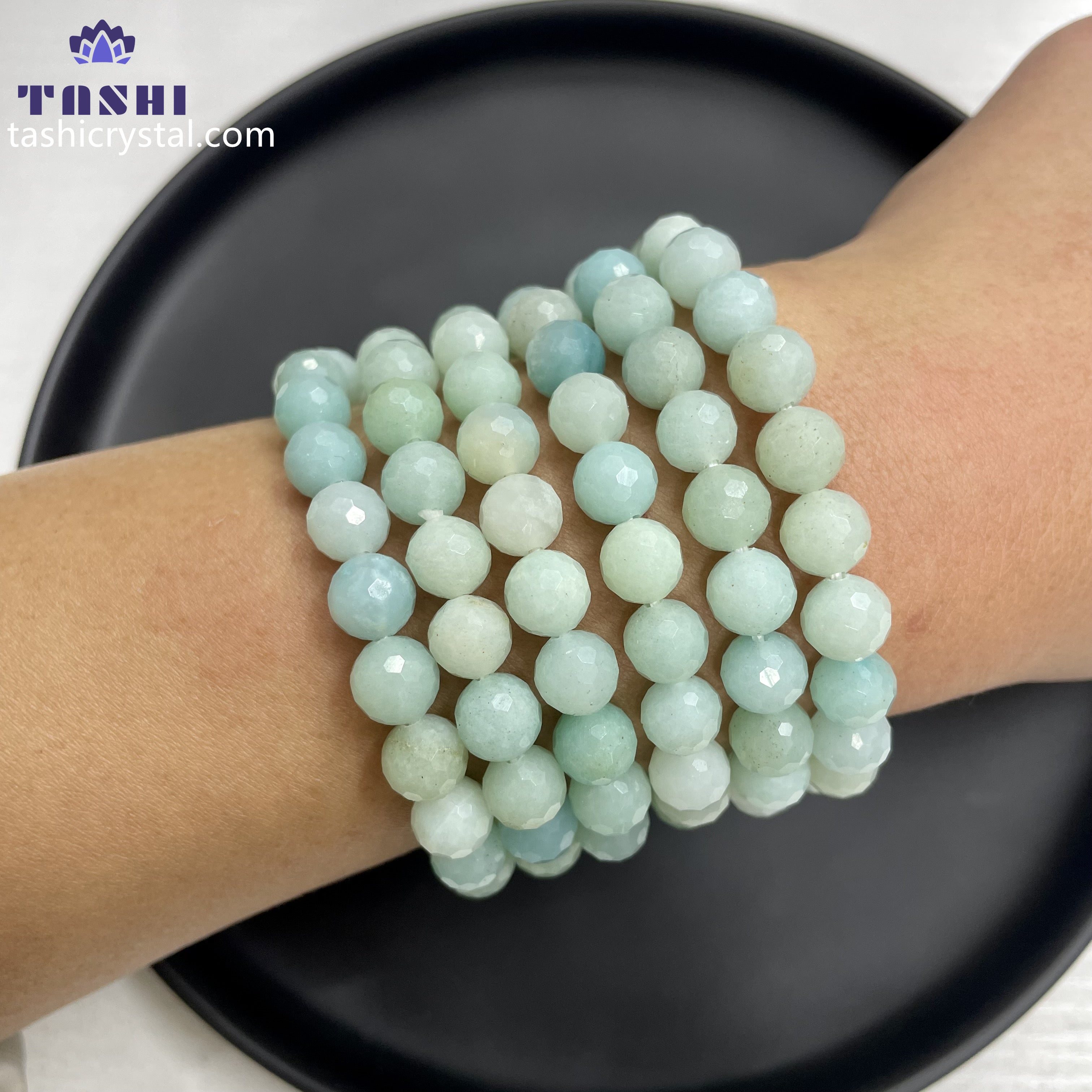 8mm Faceted Caribbean Calcite Bracelets Round Beaded Bracelets Stretch Beads