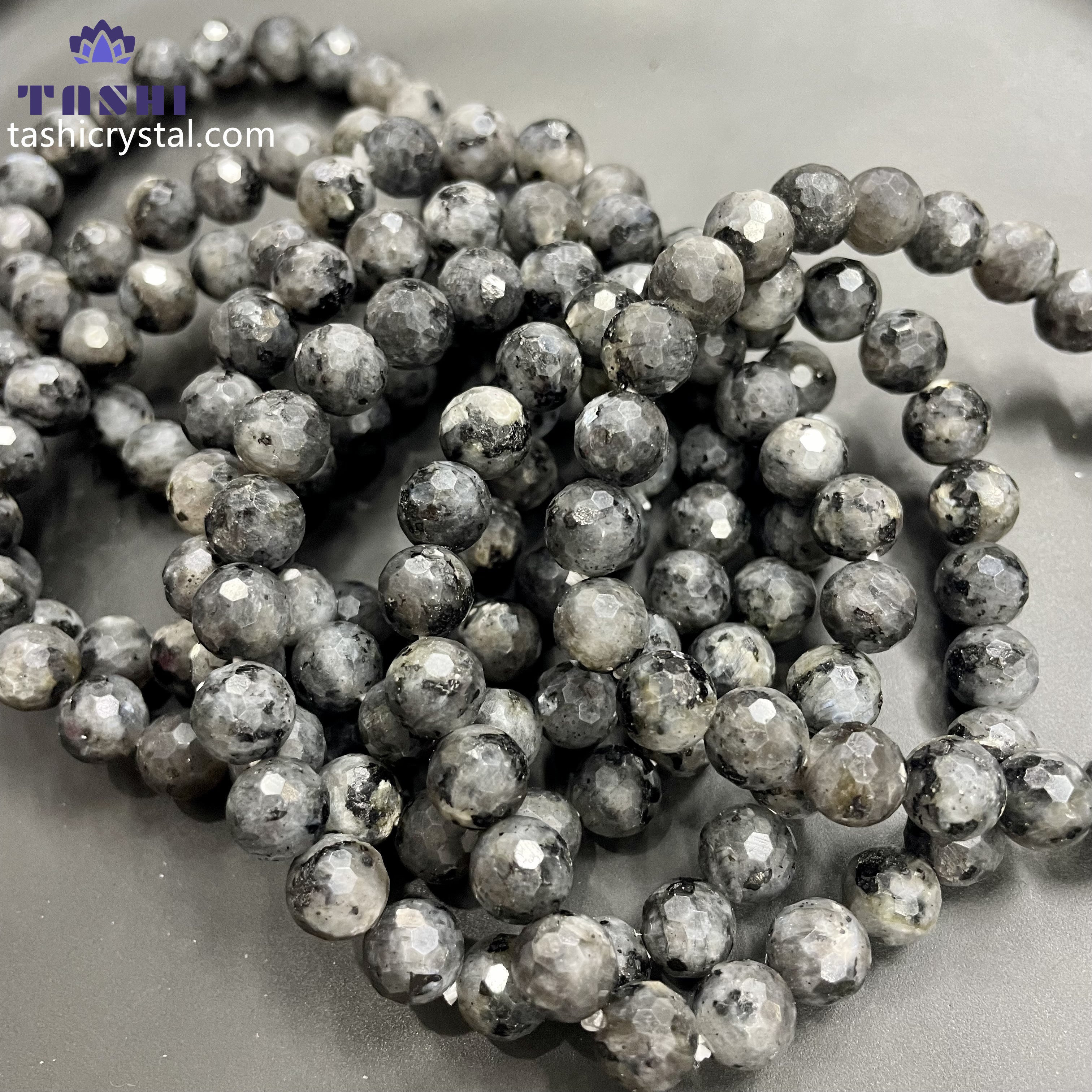 8mm Faceted Larvikite Bracelets Round Beaded Bracelets Stretch Beads
