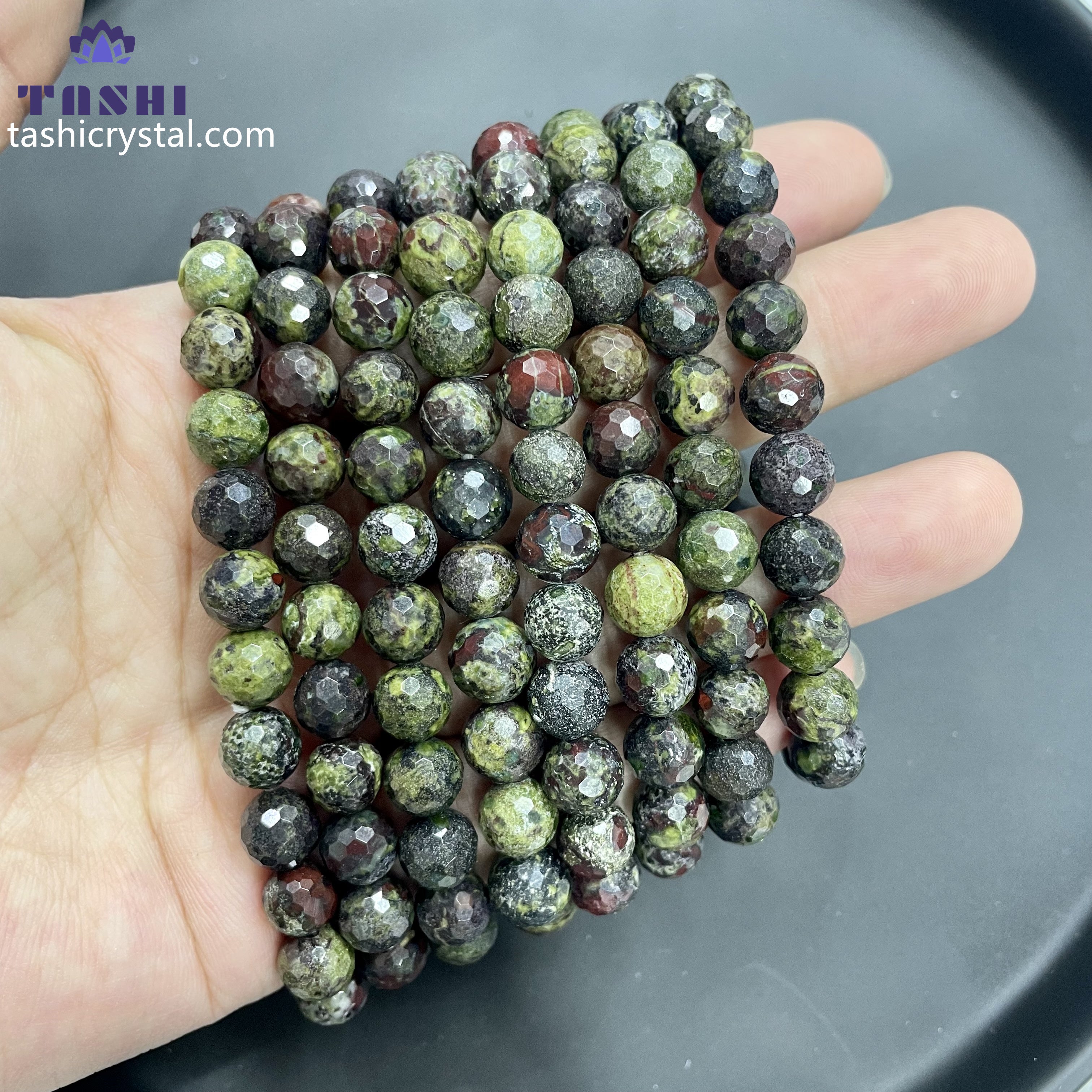 8mm Faceted Dragon Blood Stone Bracelets Round Beaded Bracelets Stretch Beads