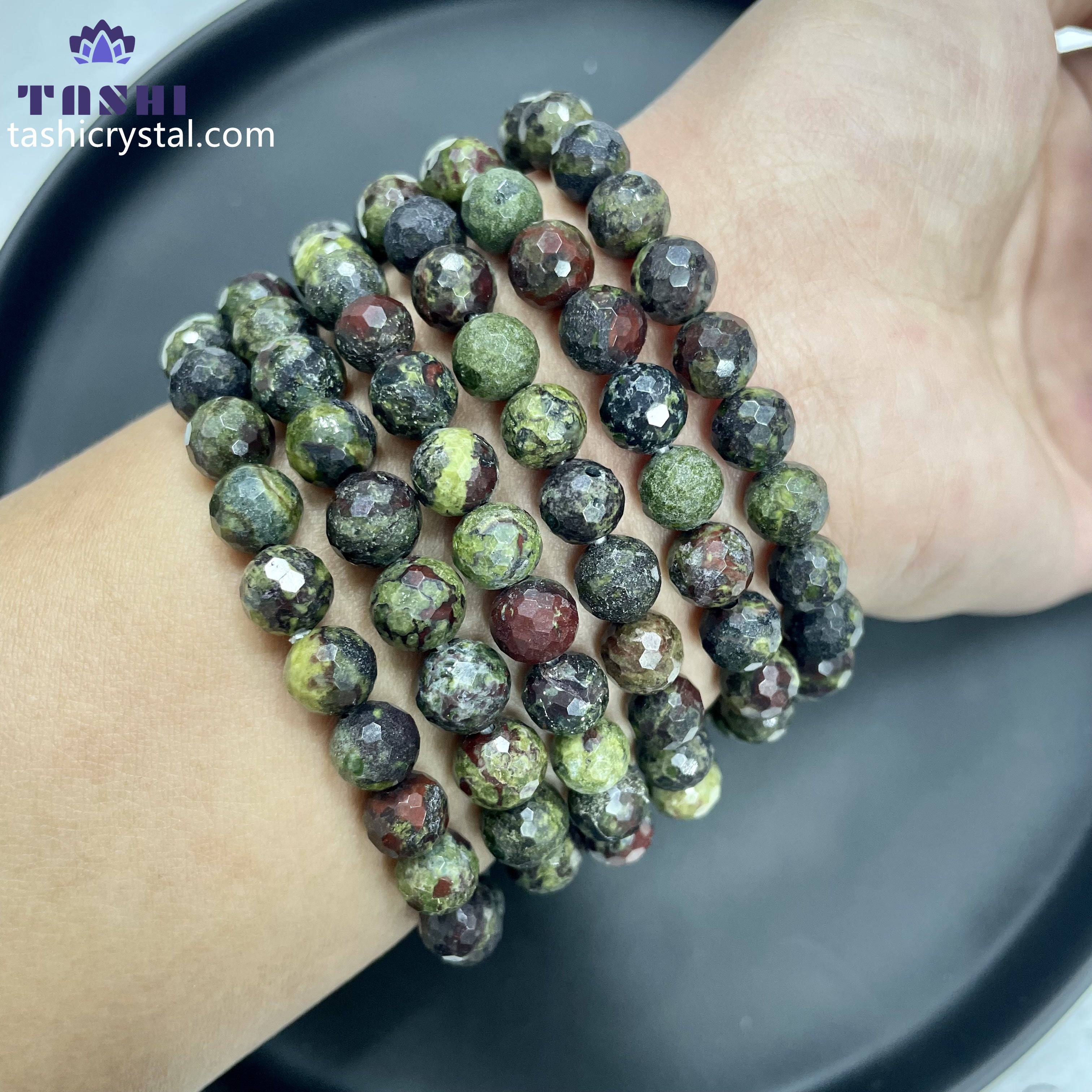 8mm Faceted Dragon Blood Stone Bracelets Round Beaded Bracelets Stretch Beads
