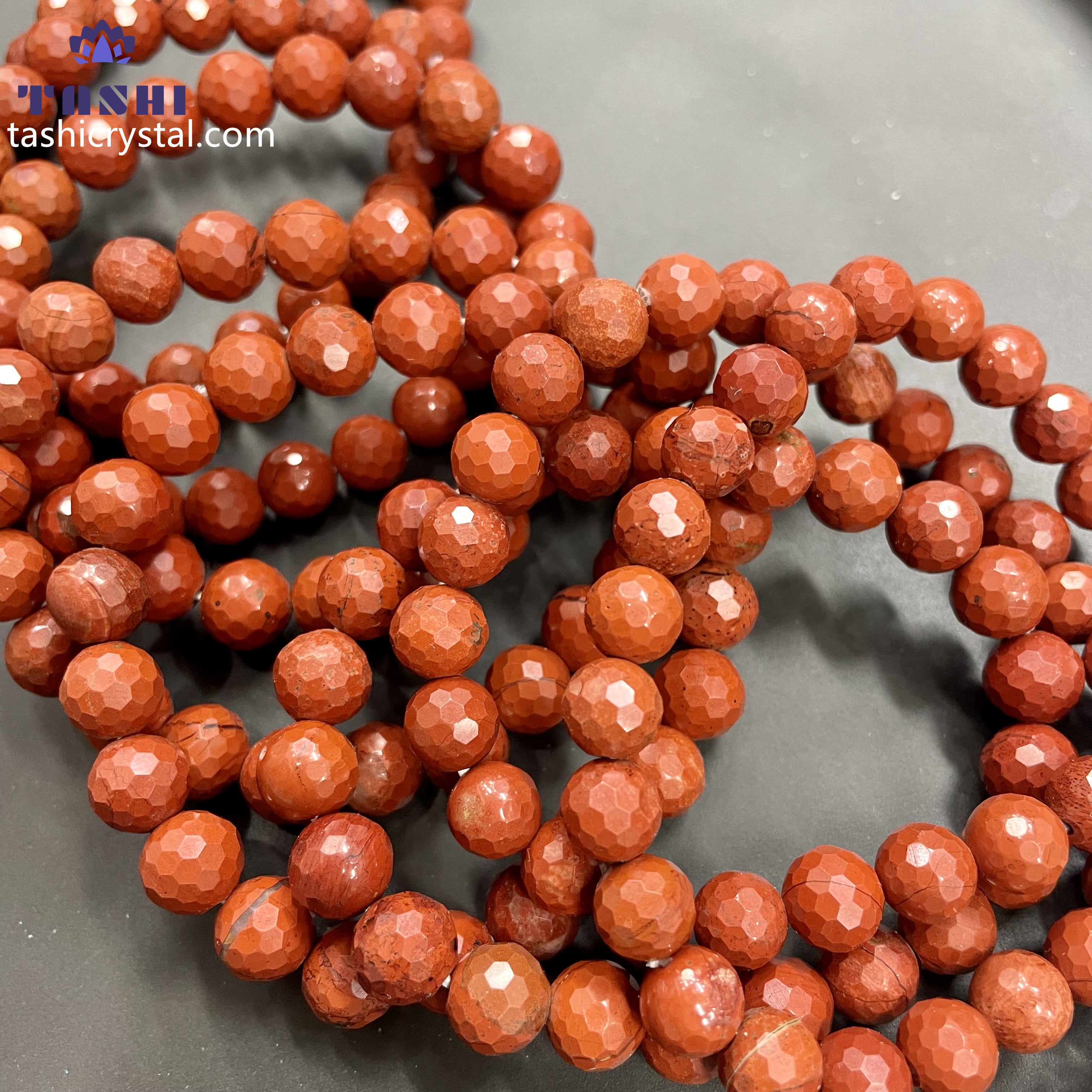 8mm Faceted Red Jasper Bracelets Round Beaded Bracelets Stretch Beads