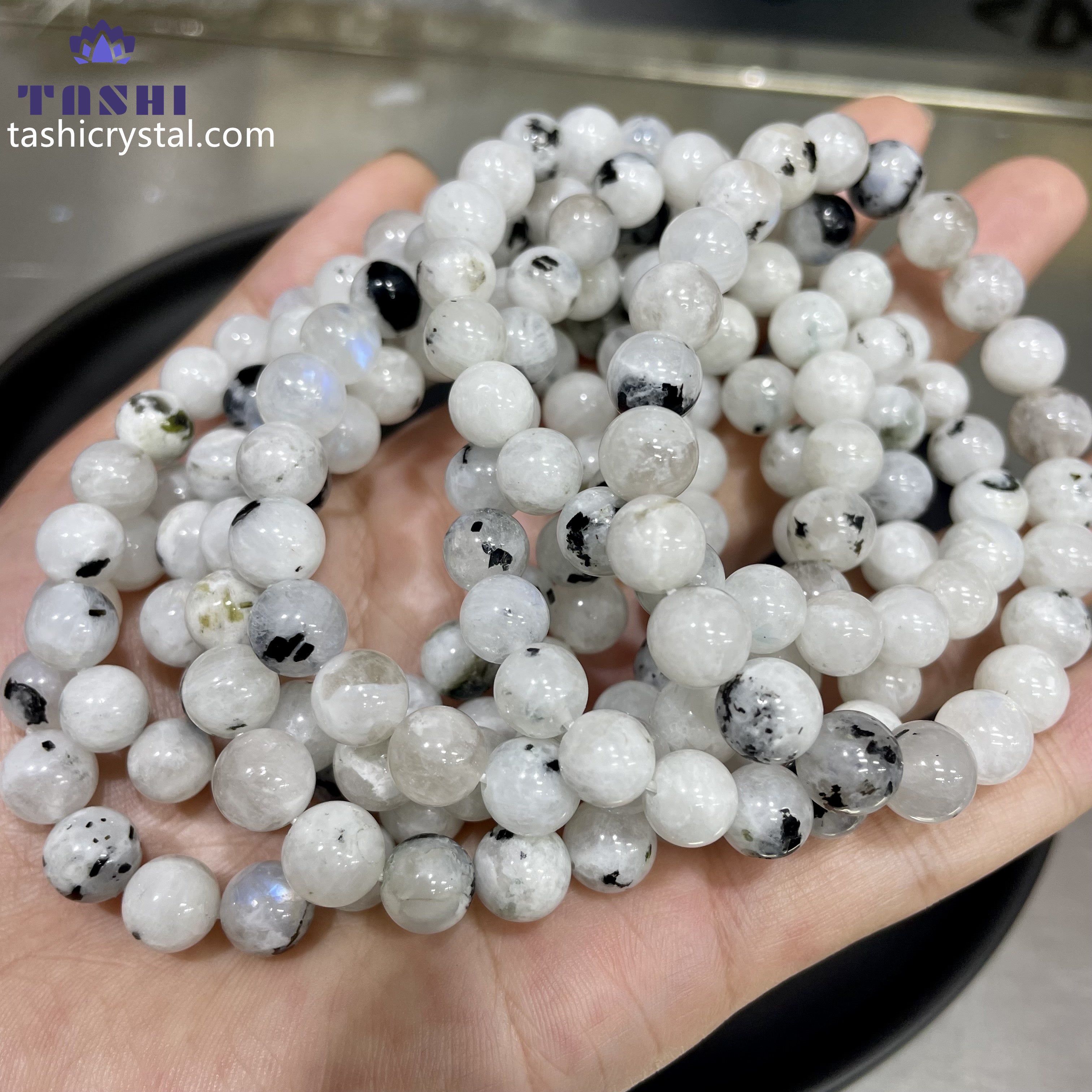8mm Rainbow Moonstone Bracelets Round Beaded Bracelets Stretch Beads