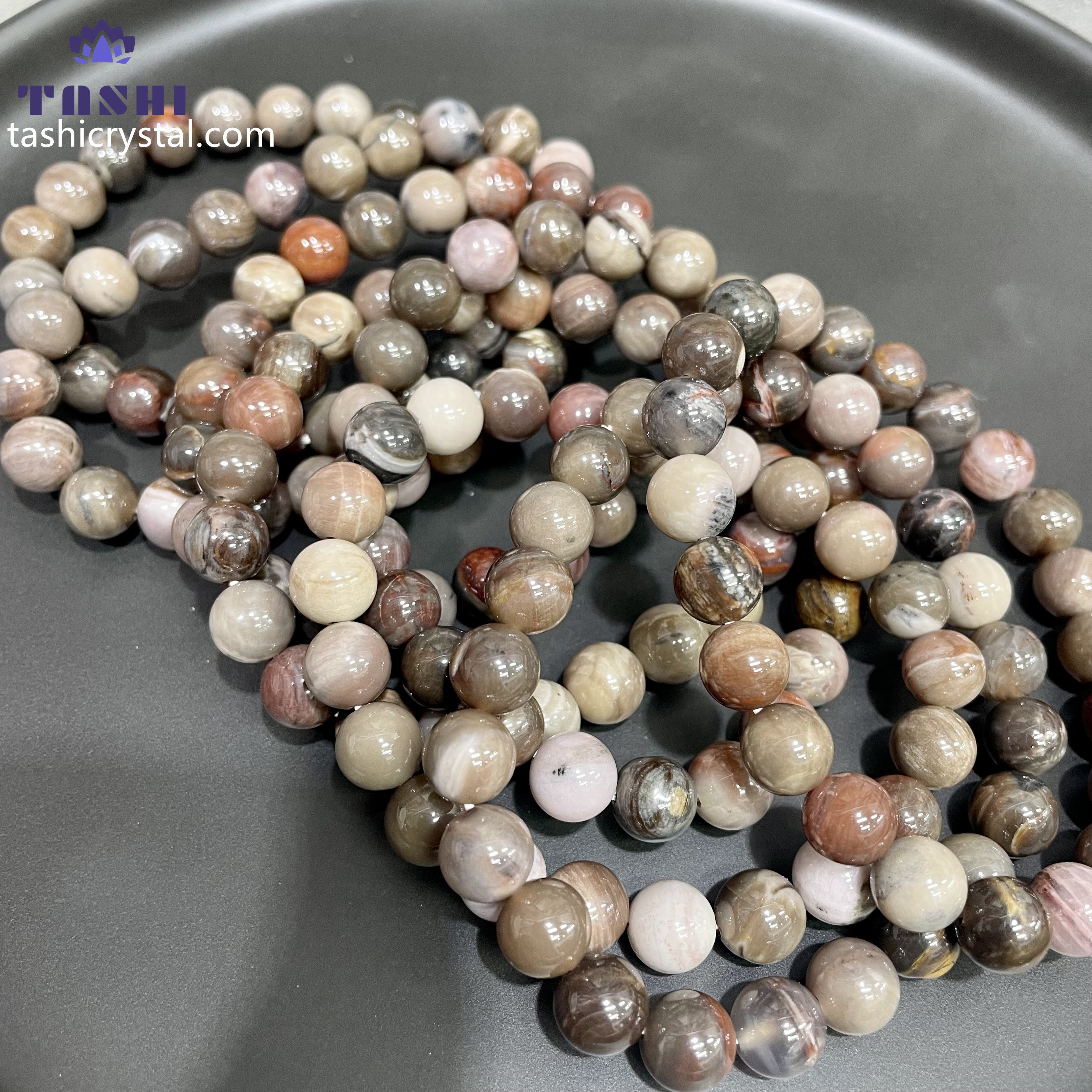 8mm Petrified Wood Bracelets Round Beaded Bracelets Stretch Beads