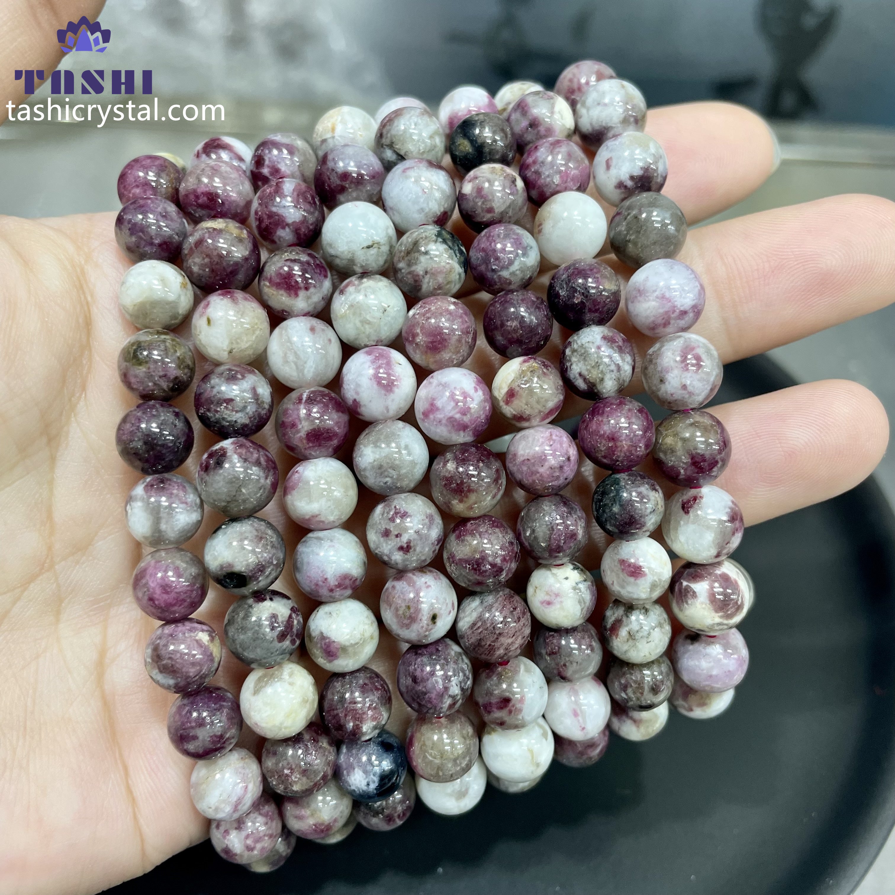 8mm Pink Tourmaline Bracelets Round Beaded Bracelets Stretch Beads
