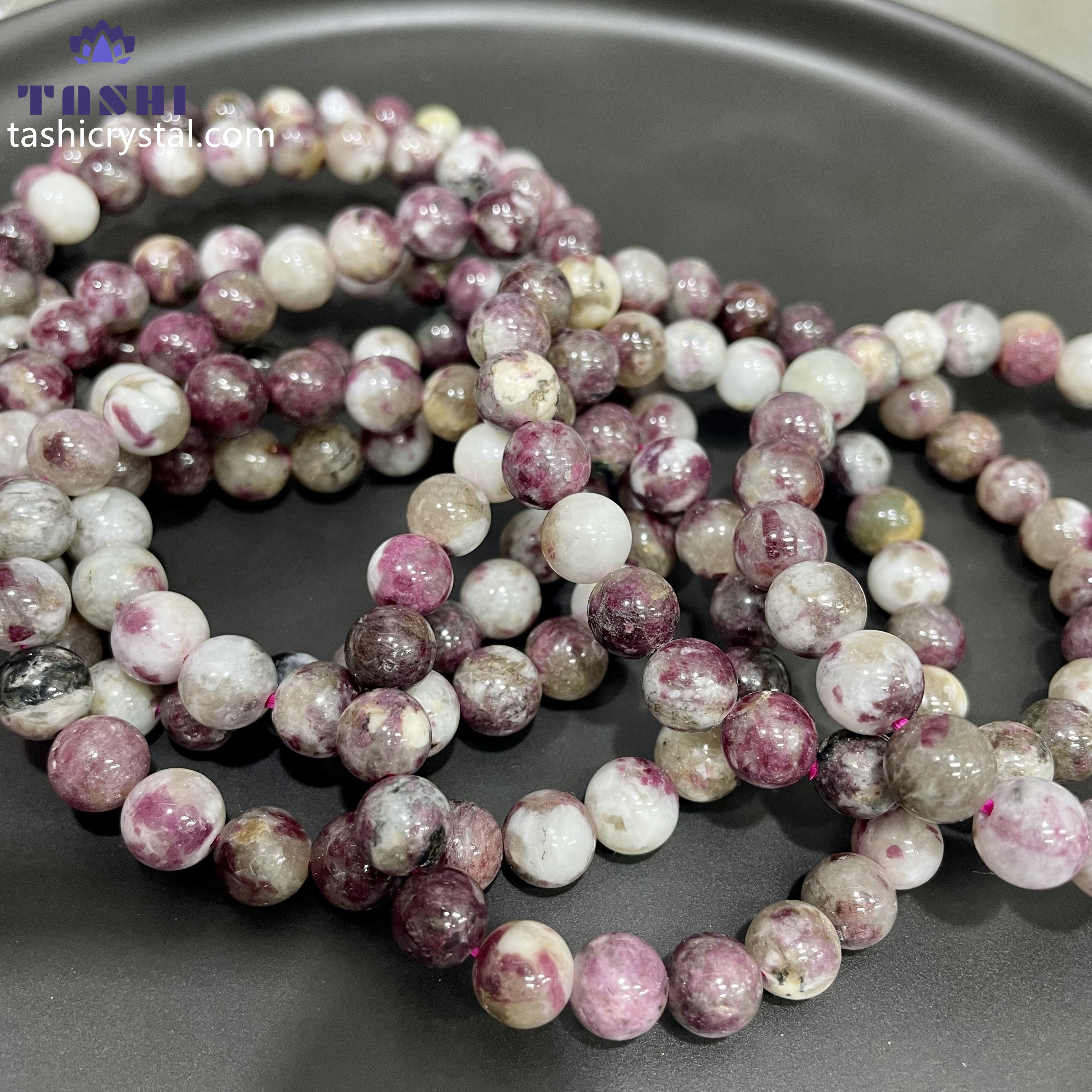 8mm Pink Tourmaline Bracelets Round Beaded Bracelets Stretch Beads