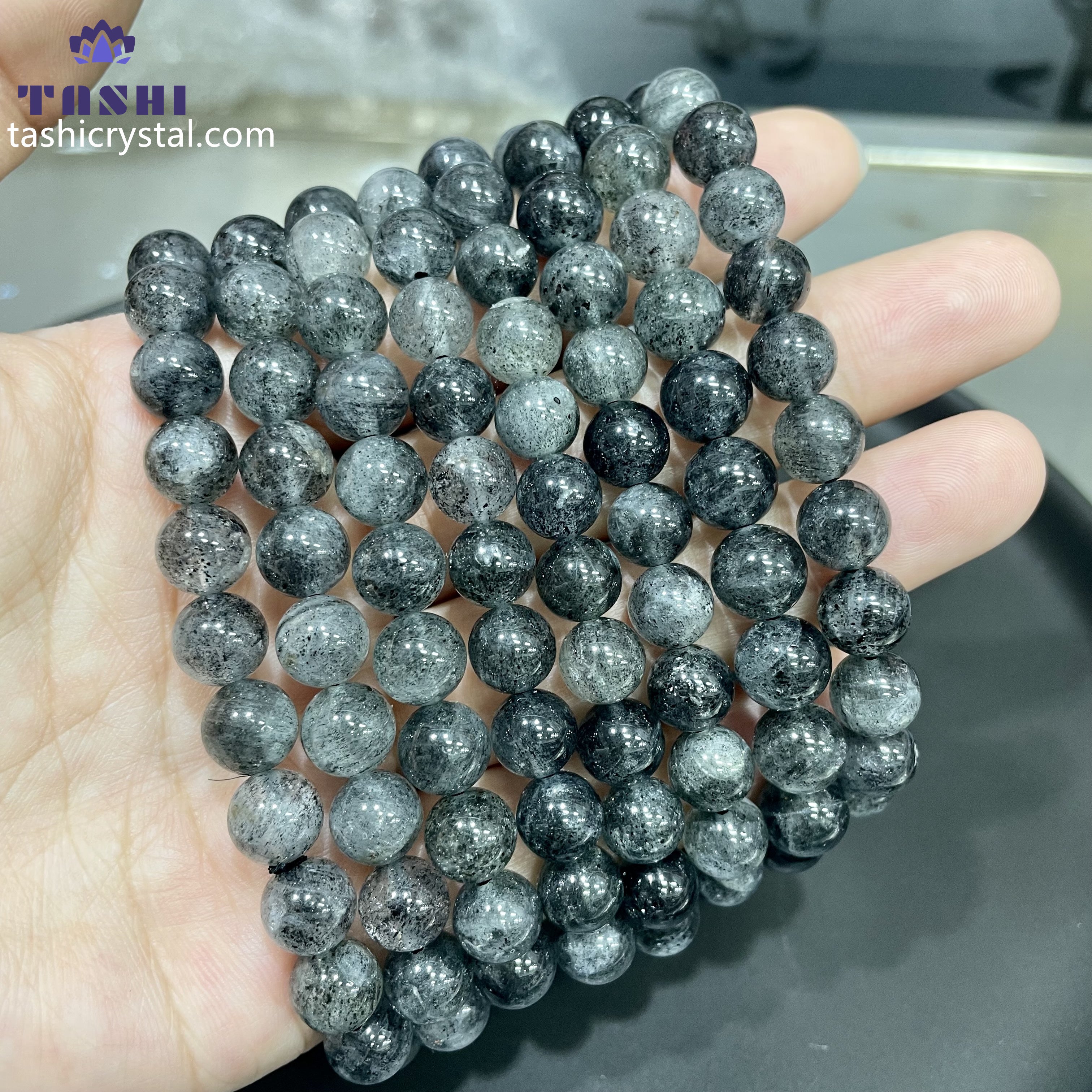 8mm Black Tourmaline Quartz Bracelets Round Beaded Bracelets Stretch Beads