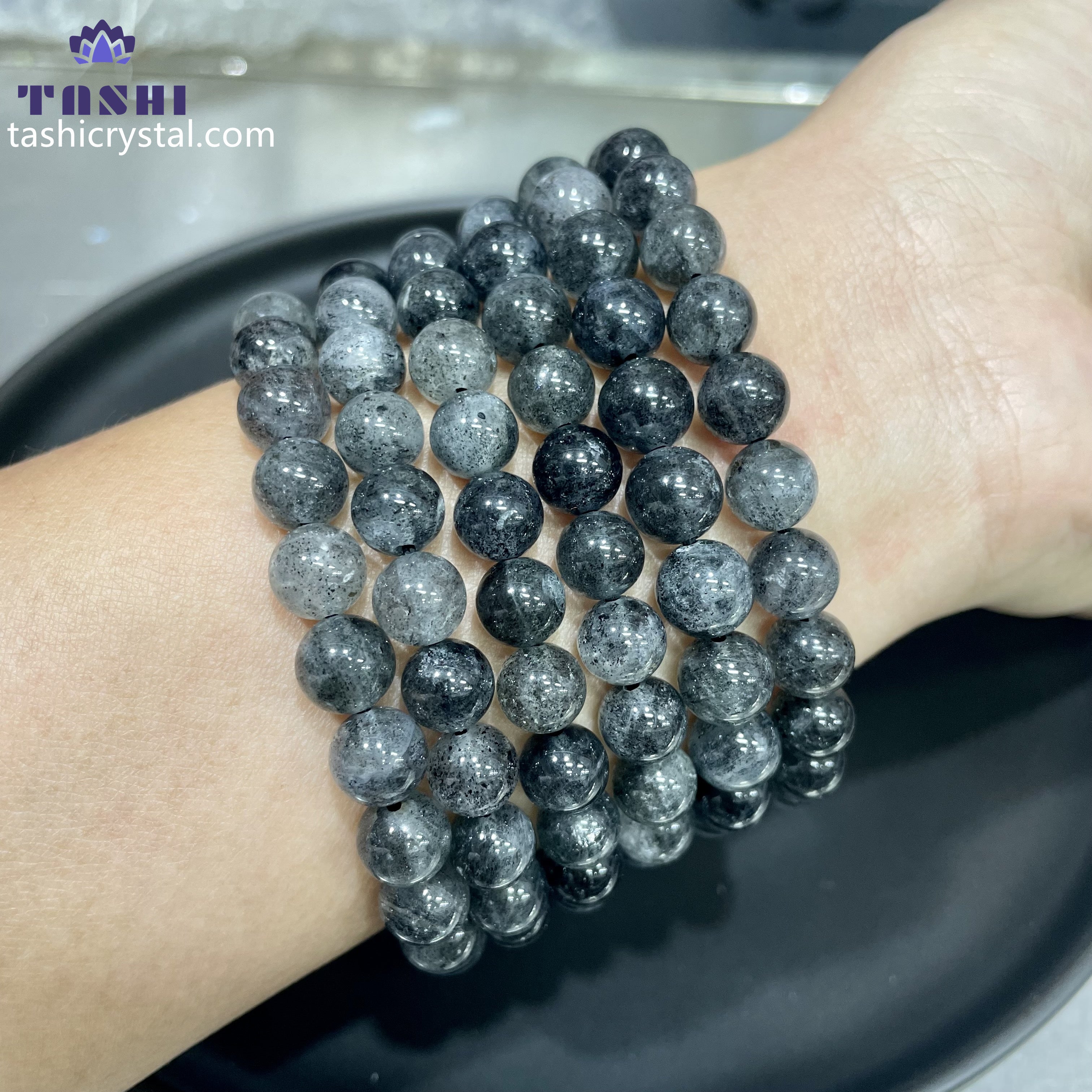 8mm Black Tourmaline Quartz Bracelets Round Beaded Bracelets Stretch Beads