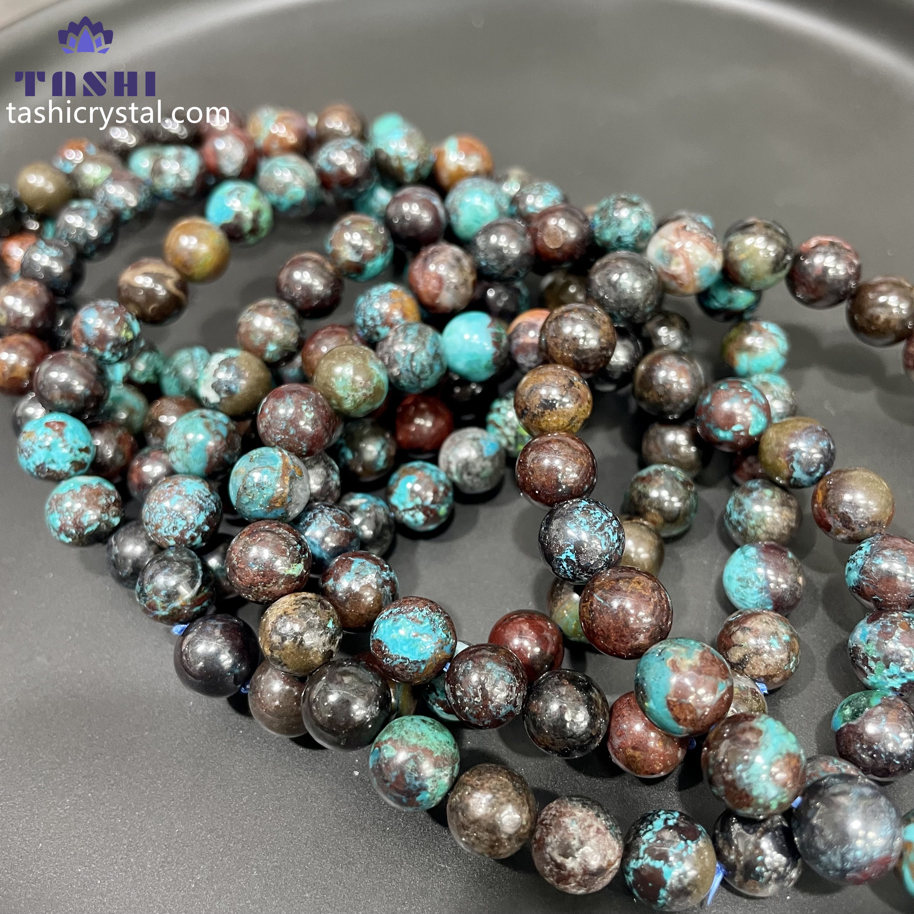 8mm Azurite Bracelets Round Beaded Bracelets Stretch Beads